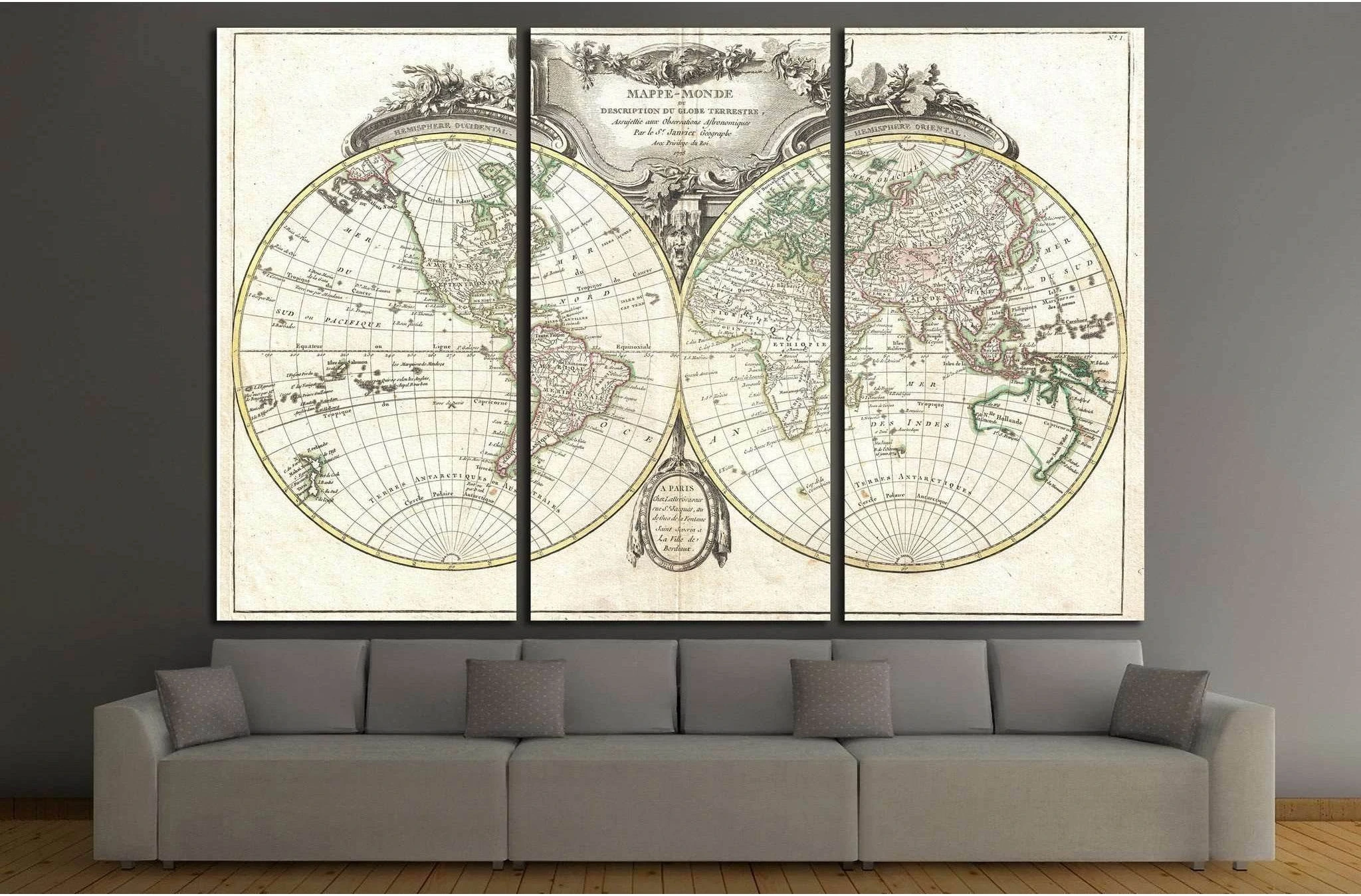 Old World Map №1478 Ready to Hang Canvas Print - Zellart Canvas Prints ALL_Products, s-1478
