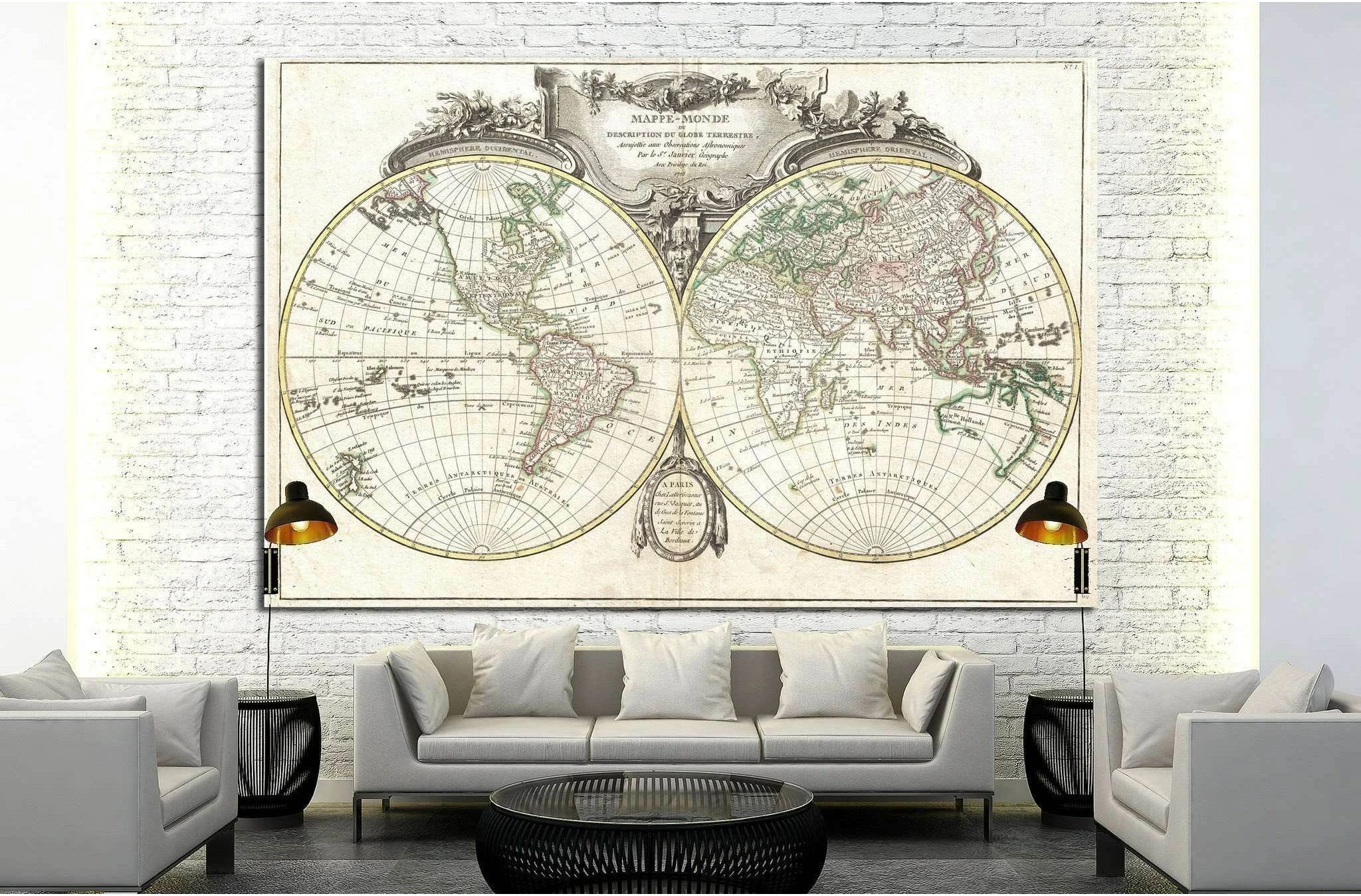 Old World Map №1478 Ready to Hang Canvas Print - Zellart Canvas Prints ALL_Products, s-1478