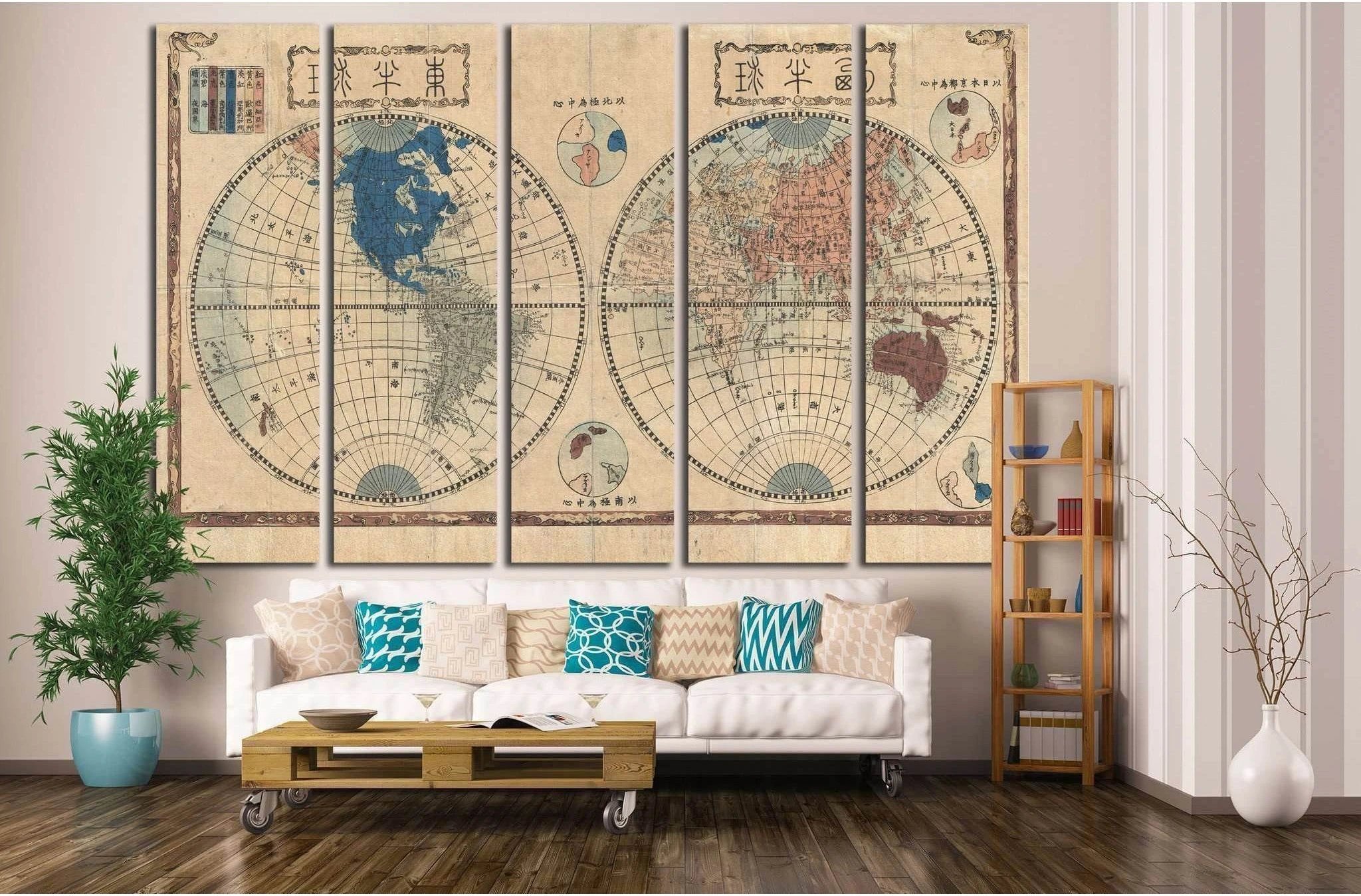 Old World Map №1479 Ready to Hang Canvas Print - Zellart Canvas Prints ALL_Products, s-1479