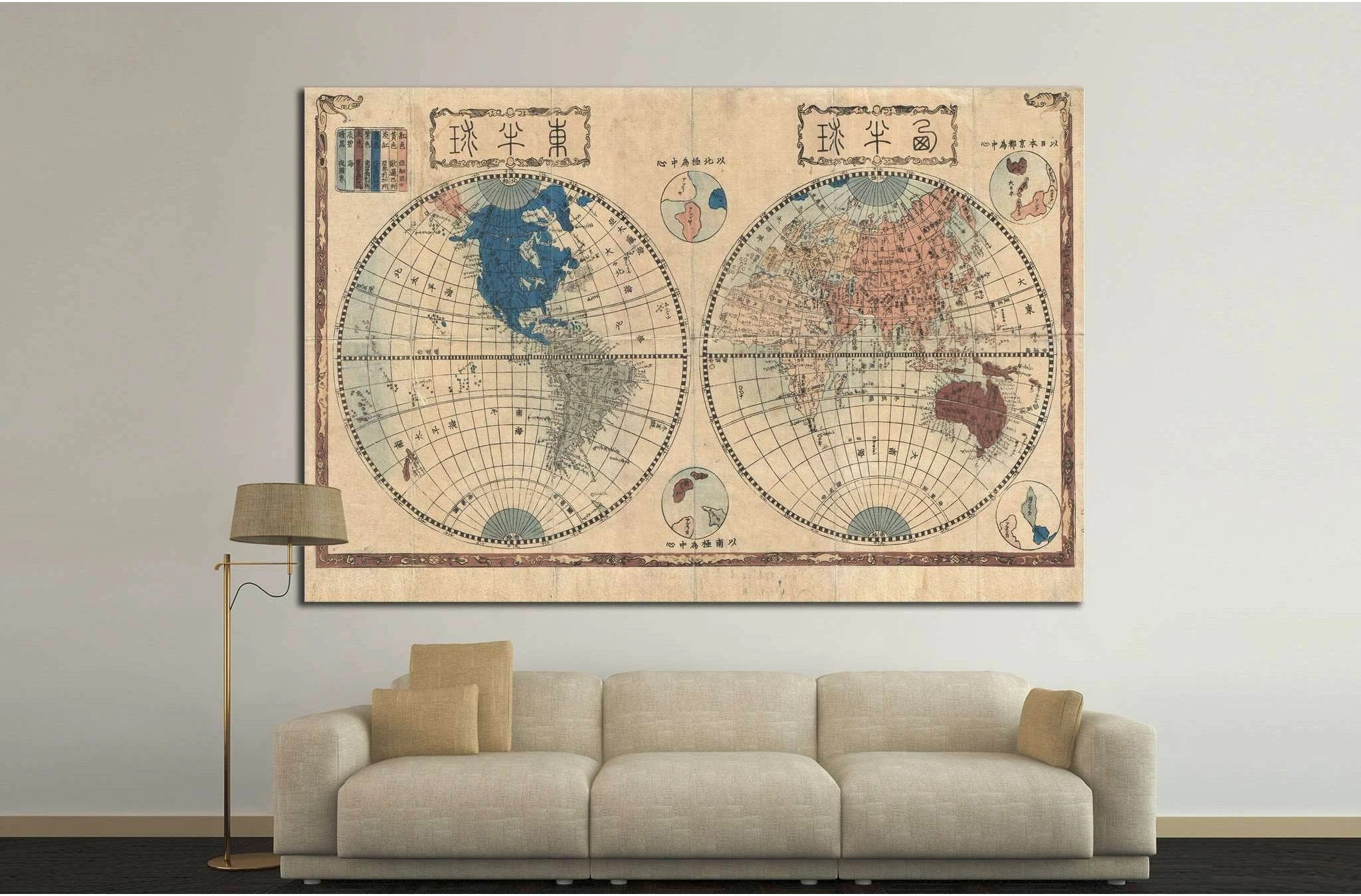 Old World Map №1479 Ready to Hang Canvas Print - Zellart Canvas Prints ALL_Products, s-1479
