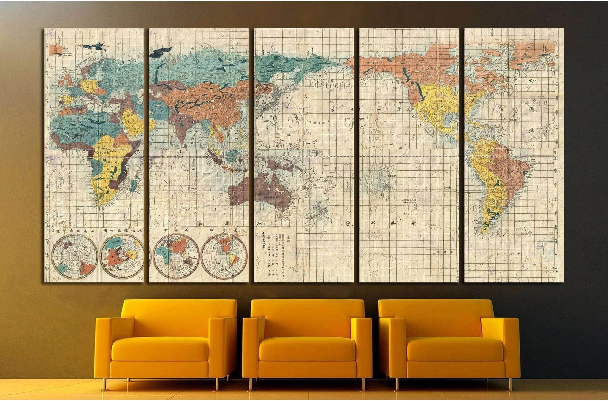 Old World Map №1480 Ready to Hang Canvas Print - Zellart Canvas Prints ALL_Products, s-1480