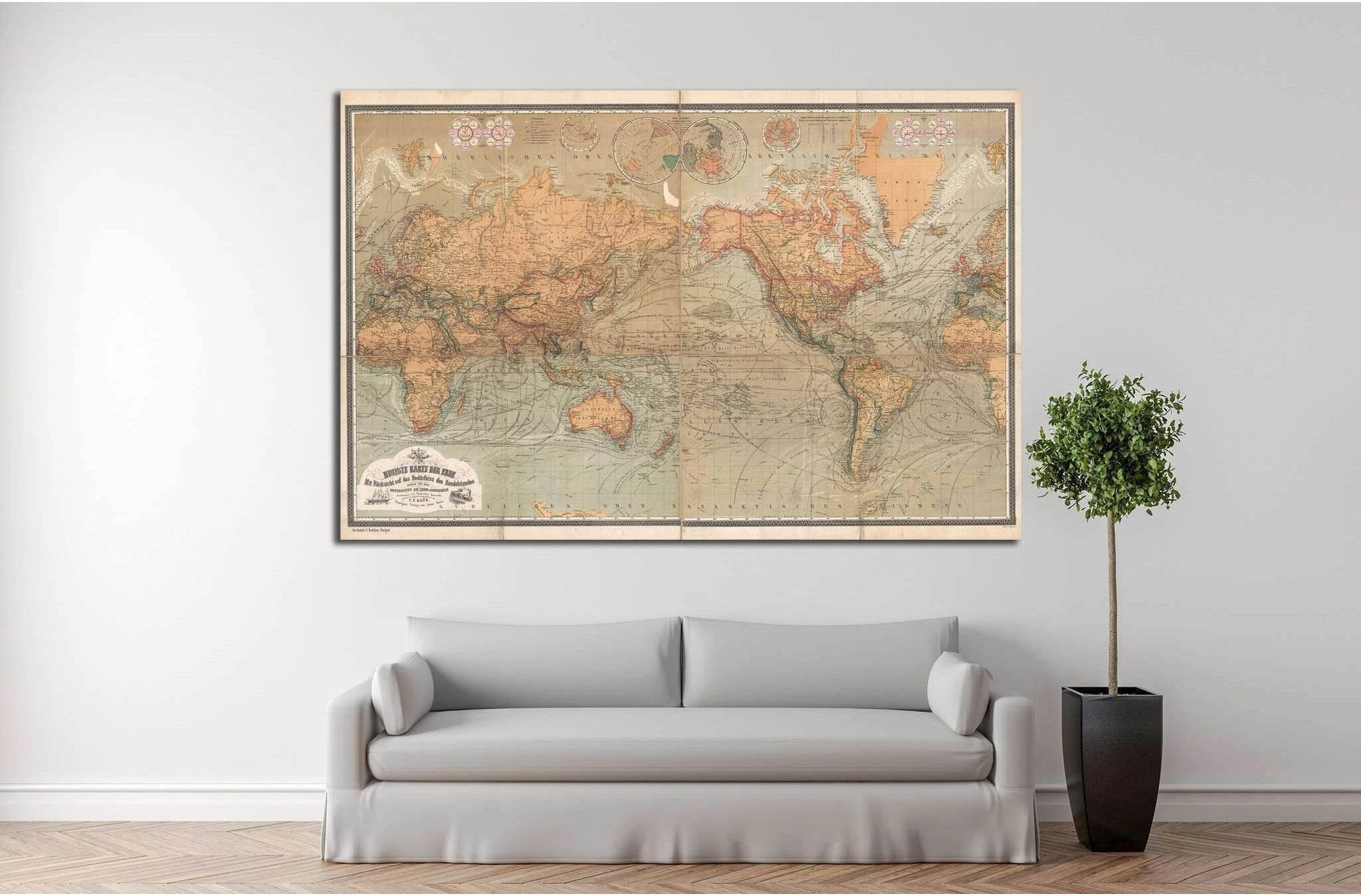 Old World Map №1481 Ready to Hang Canvas Print - Zellart Canvas Prints ALL_Products, s-1481