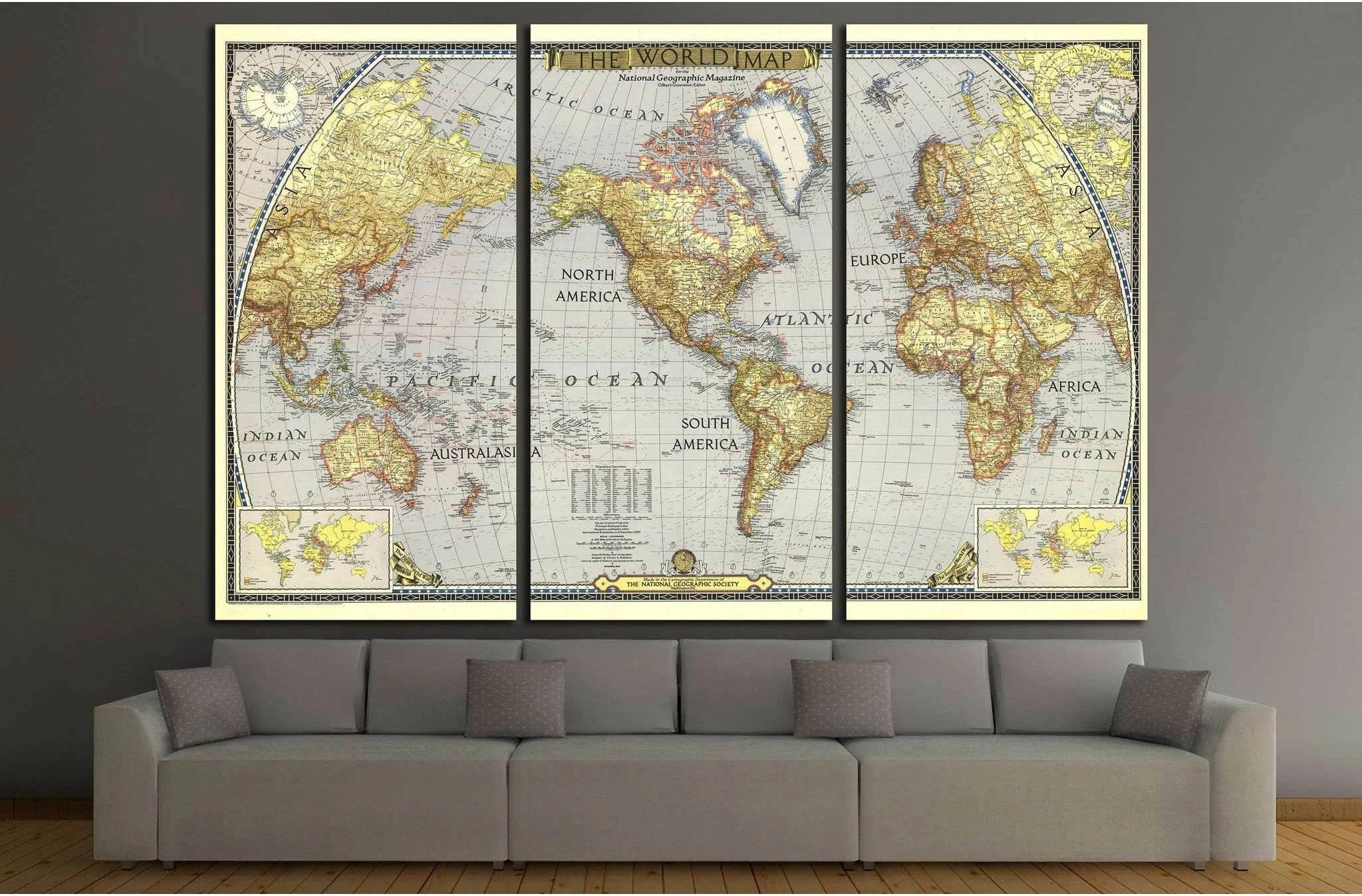Old World Map №1482 Ready to Hang Canvas Print - Zellart Canvas Prints ALL_Products, s-1482