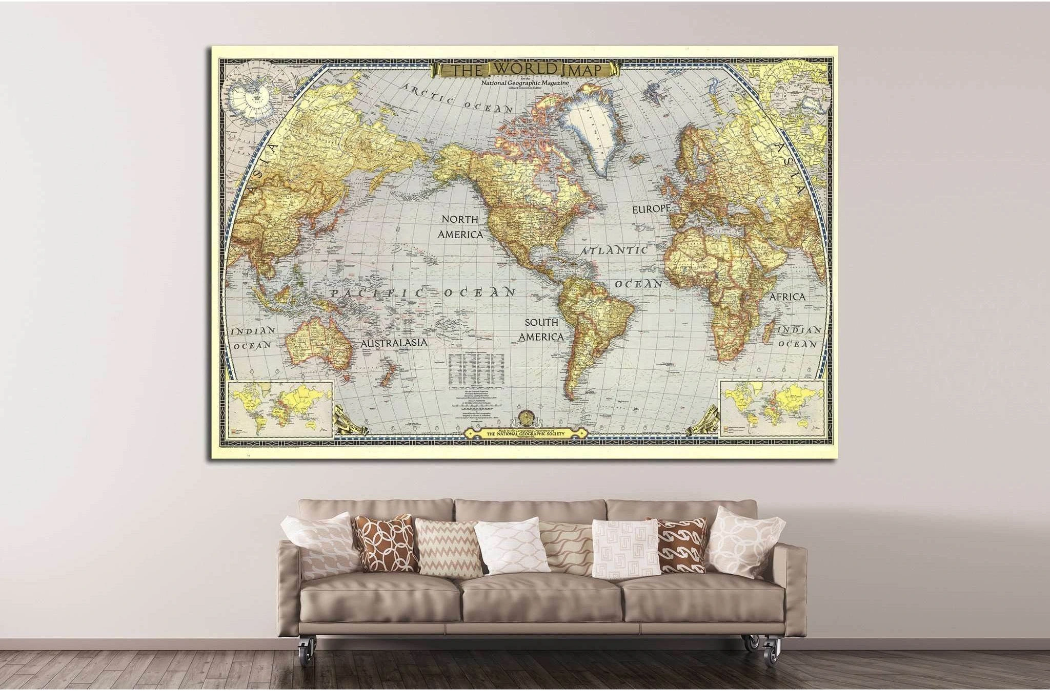 Old World Map №1482 Ready to Hang Canvas Print - Zellart Canvas Prints ALL_Products, s-1482