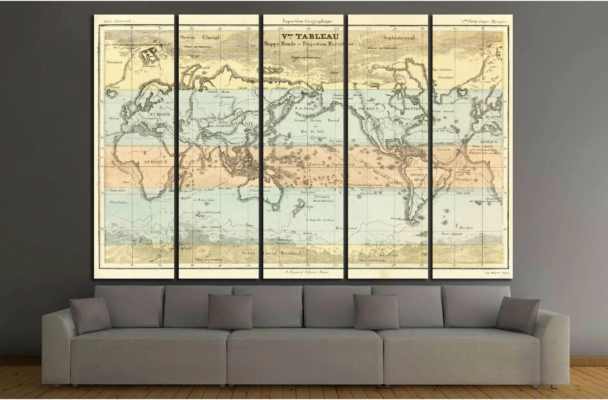 Old World Map №1483 Ready to Hang Canvas Print - Zellart Canvas Prints ALL_Products, s-1483