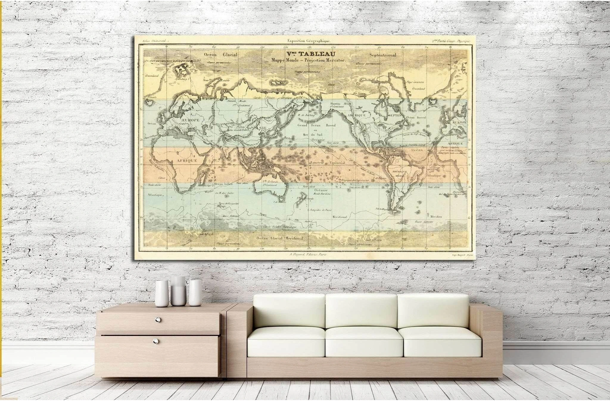 Old World Map №1483 Ready to Hang Canvas Print - Zellart Canvas Prints ALL_Products, s-1483