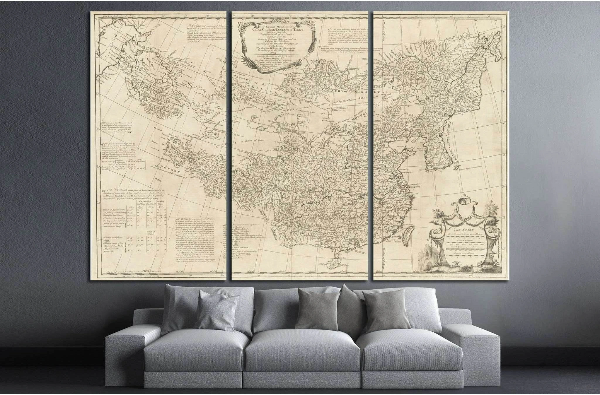 Old World Map №1485 Ready to Hang Canvas Print - Zellart Canvas Prints ALL_Products, s-1485
