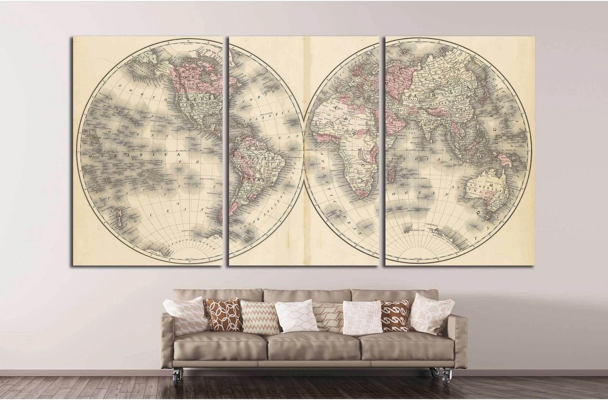 Old World Map №1486 Ready to Hang Canvas Print - Zellart Canvas Prints ALL_Products, s-1486