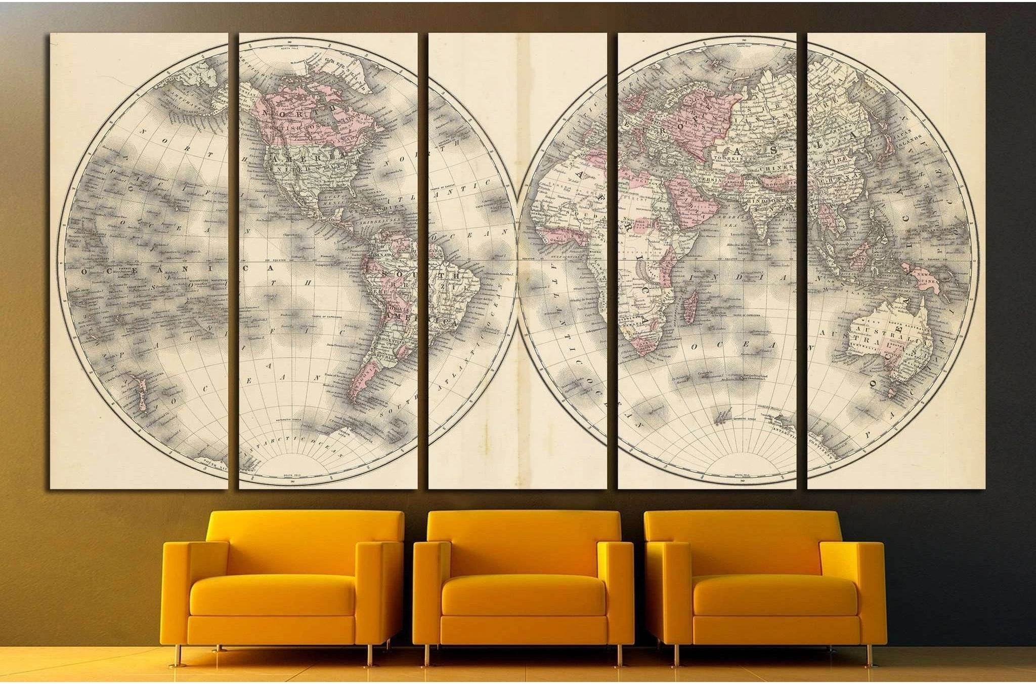 Old World Map №1486 Ready to Hang Canvas Print - Zellart Canvas Prints ALL_Products, s-1486