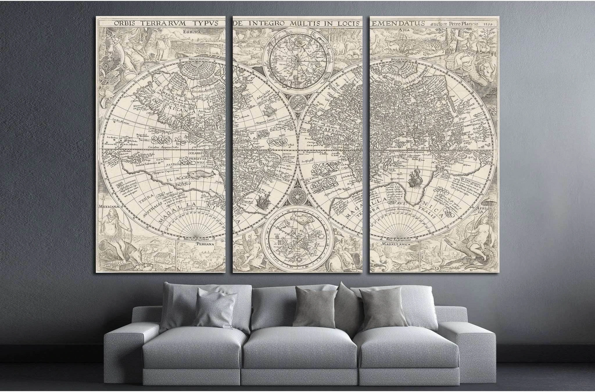 Old World Map №1487 Ready to Hang Canvas Print - Zellart Canvas Prints ALL_Products, s-1487