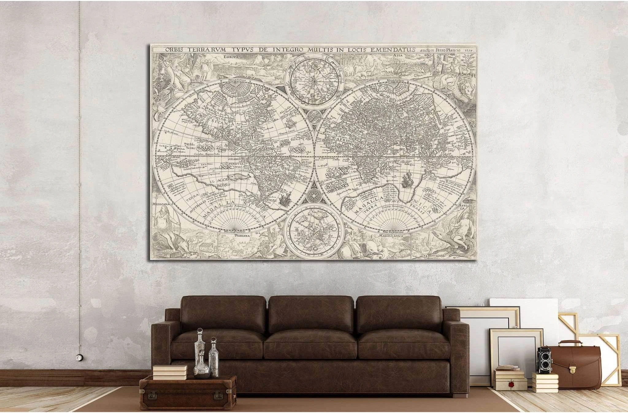 Old World Map №1487 Ready to Hang Canvas Print - Zellart Canvas Prints ALL_Products, s-1487