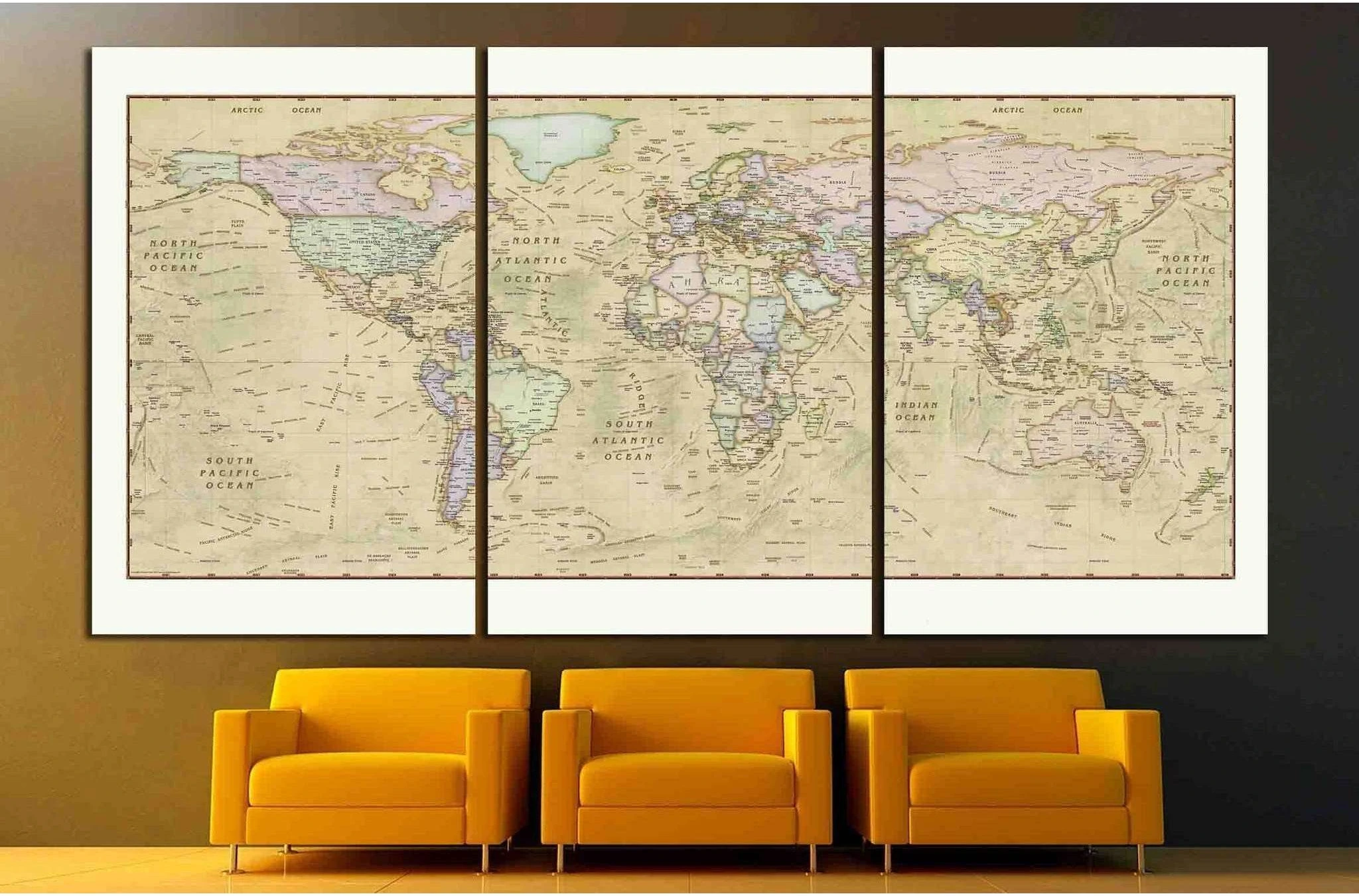 Old World Map №1488 Ready to Hang Canvas Print - Zellart Canvas Prints ALL_Products, s-1488