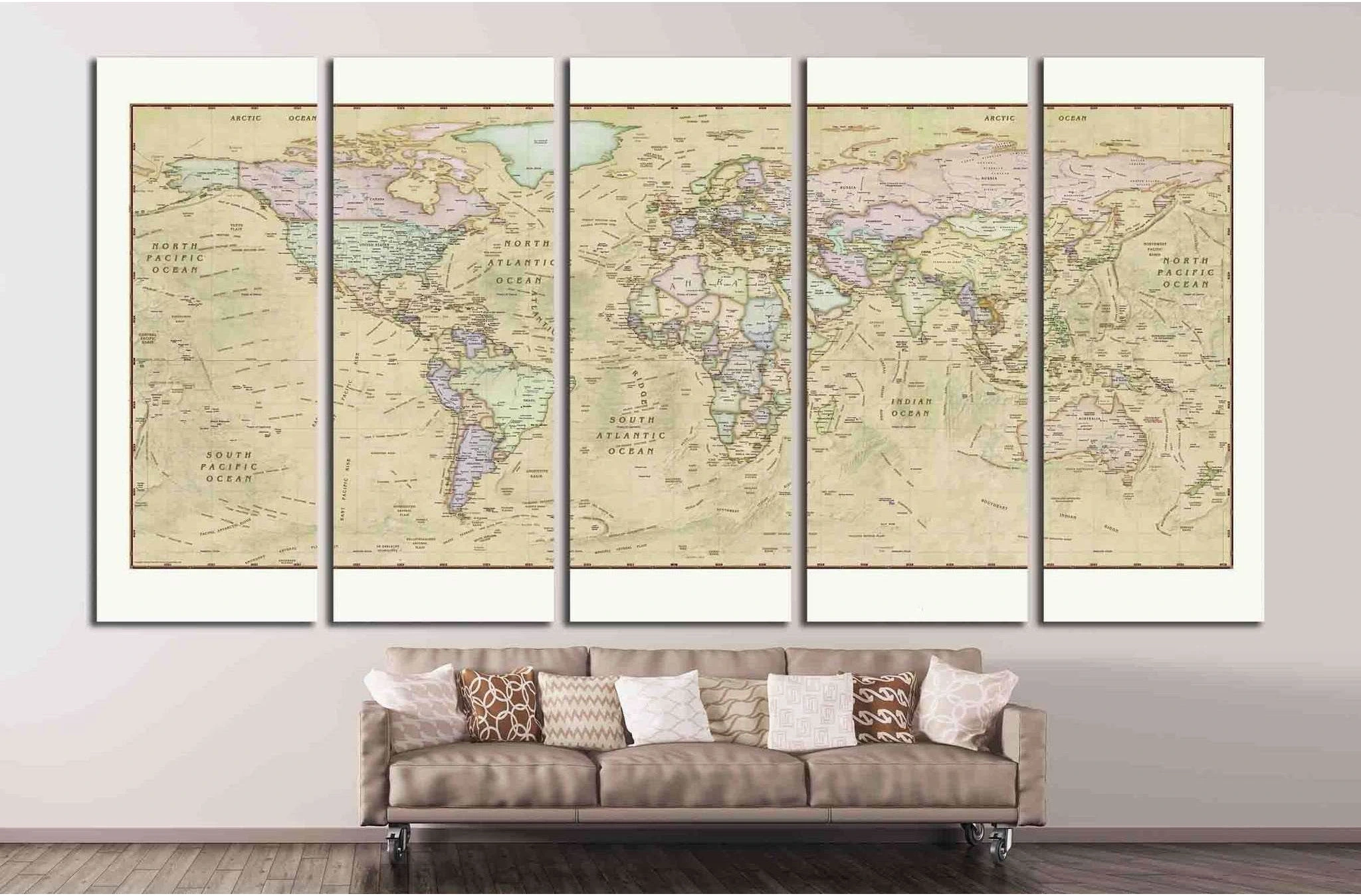 Old World Map №1488 Ready to Hang Canvas Print - Zellart Canvas Prints ALL_Products, s-1488