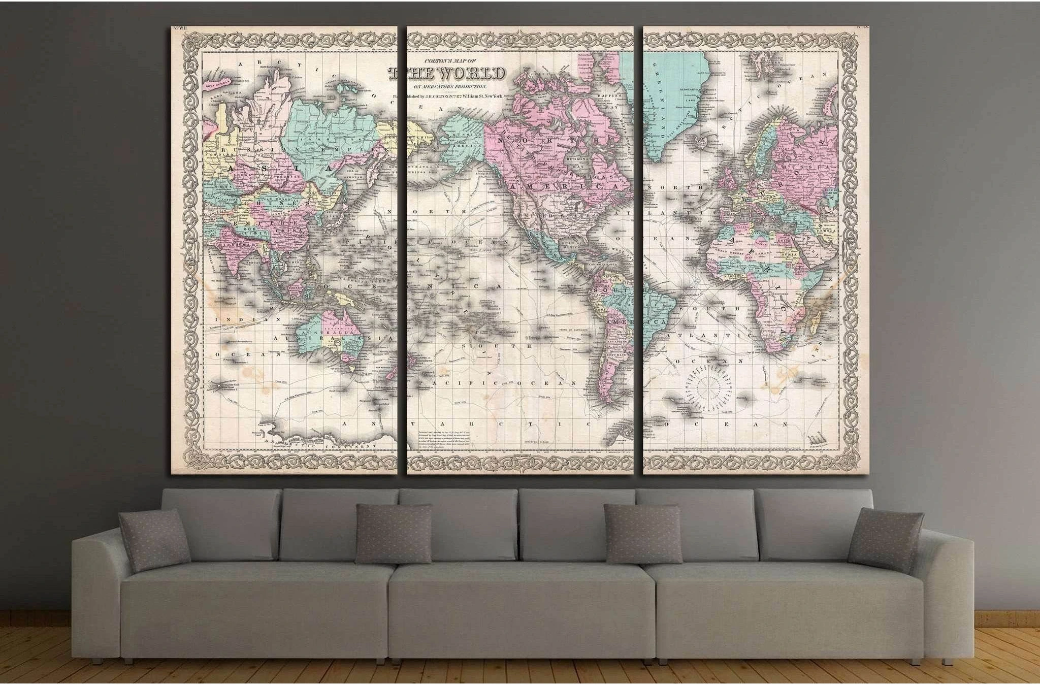 Old World Map №1490 Ready to Hang Canvas Print - Zellart Canvas Prints ALL_Products, s-1490