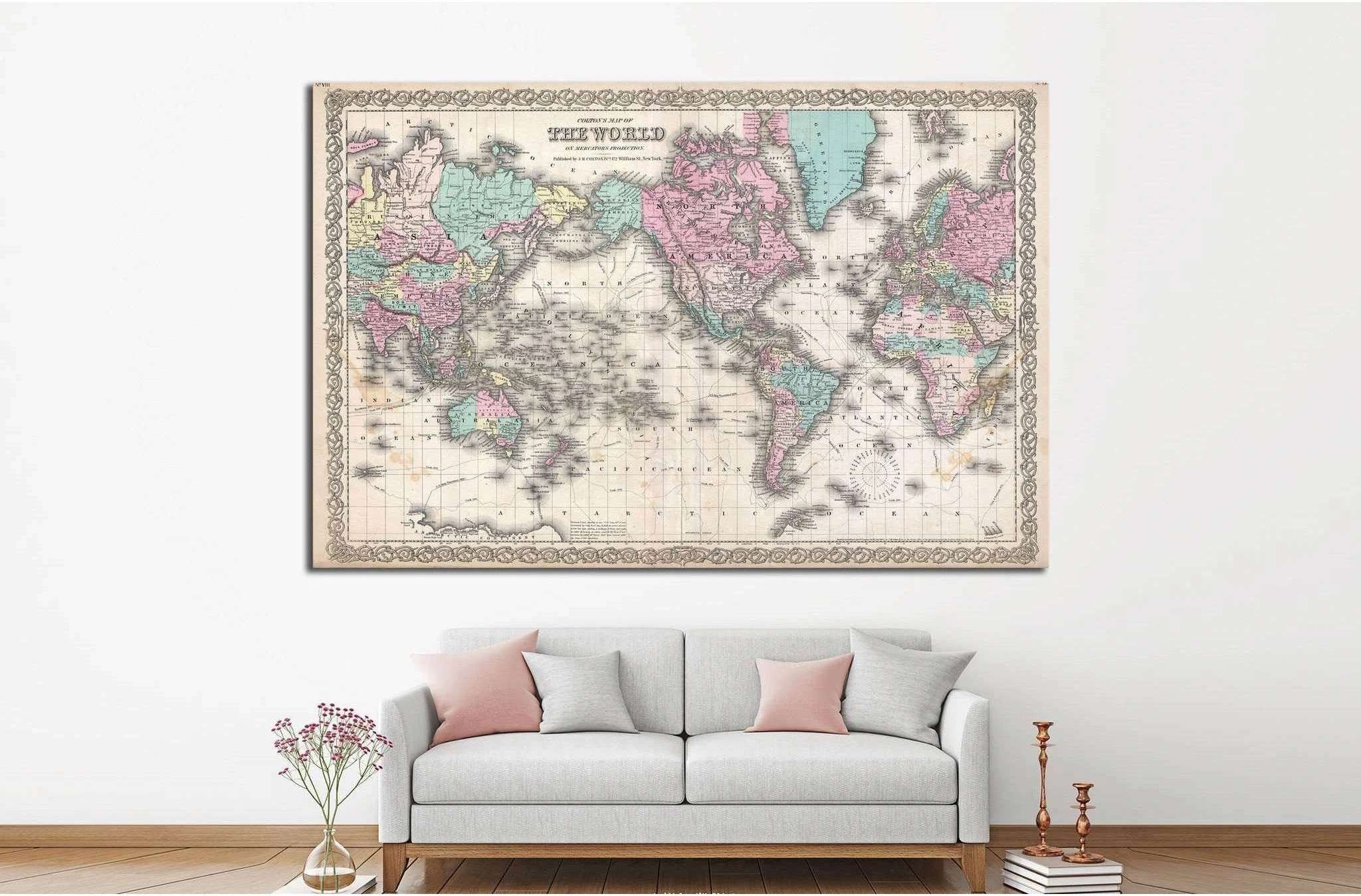 Old World Map №1490 Ready to Hang Canvas Print - Zellart Canvas Prints ALL_Products, s-1490