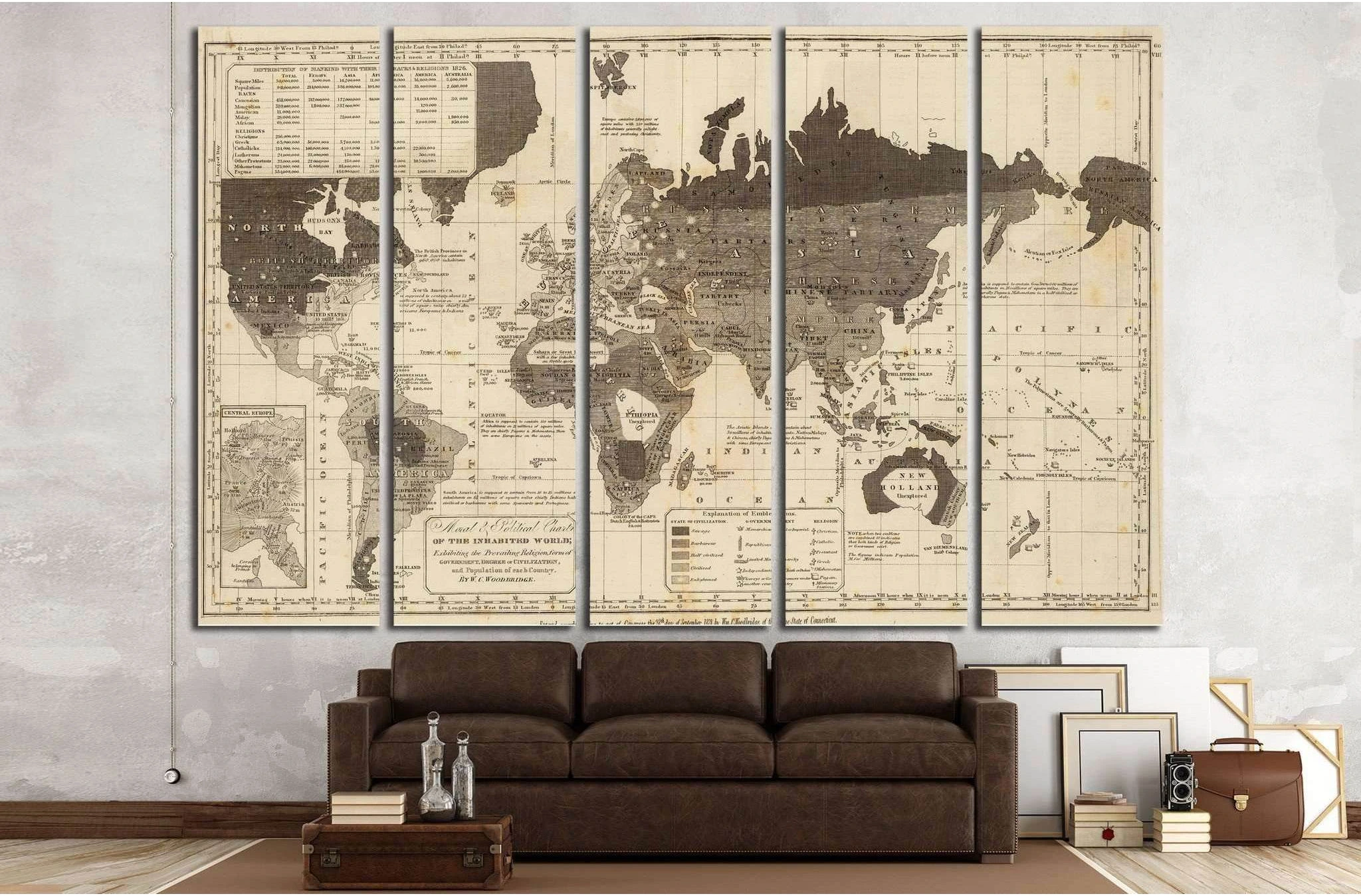 Old World Map №1491 Ready to Hang Canvas Print - Zellart Canvas Prints ALL_Products, s-1491