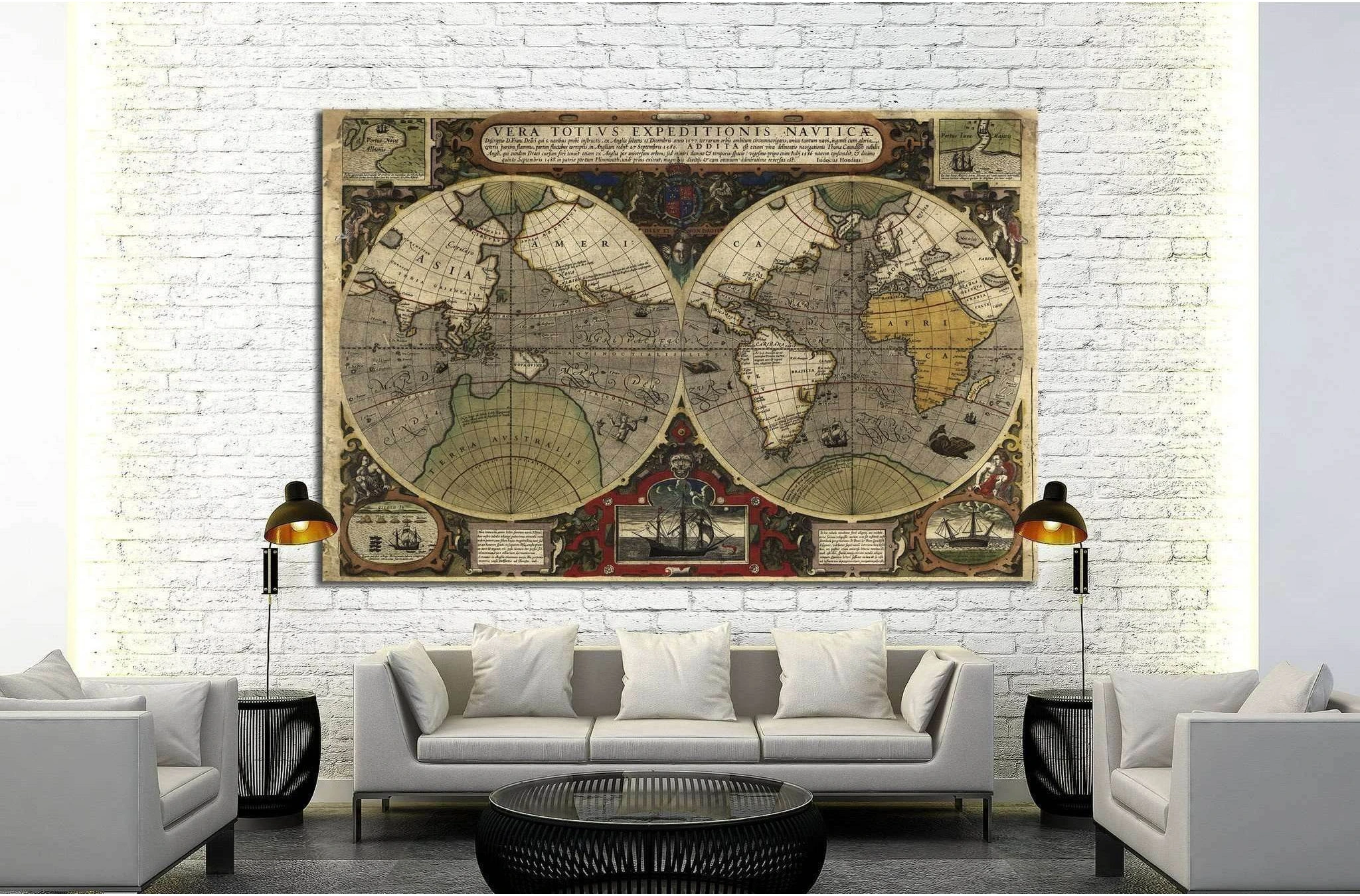 Old World Map №1494 Ready to Hang Canvas Print - Zellart Canvas Prints ALL_Products, s-1494