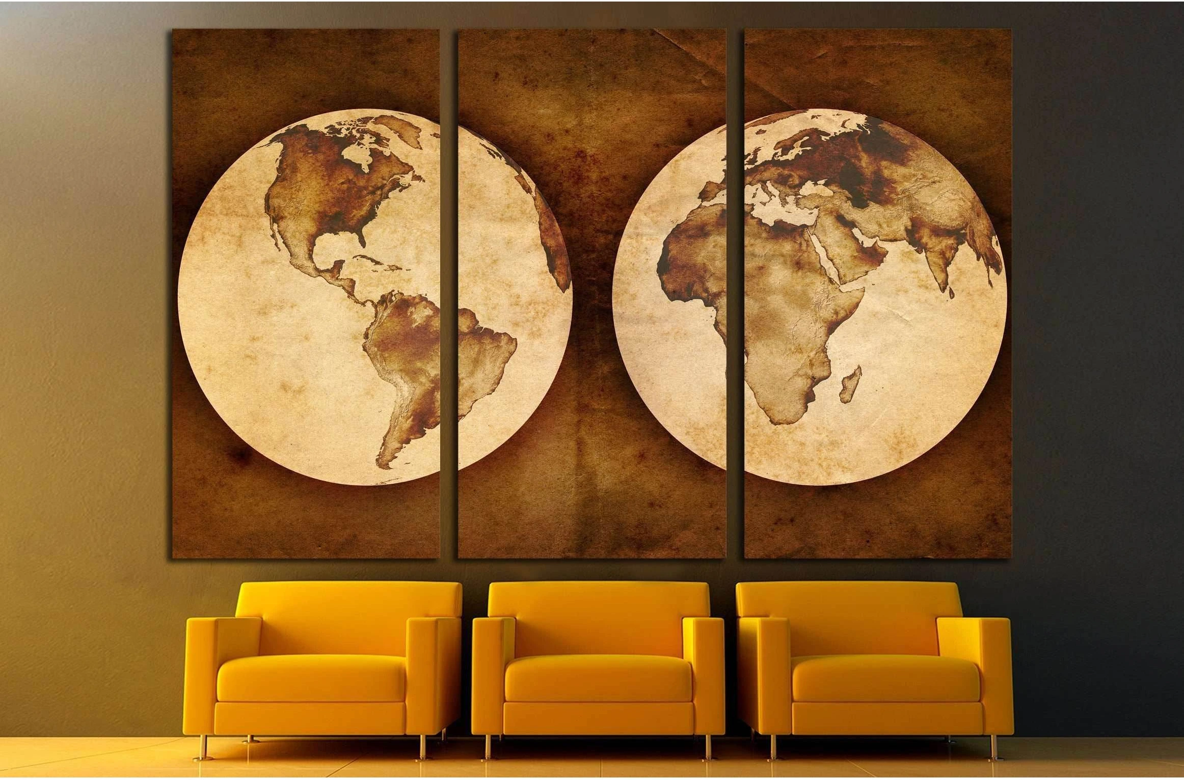 old world map №2809 Ready to Hang Canvas Print - Zellart Canvas Prints ALL_Products, s-2809