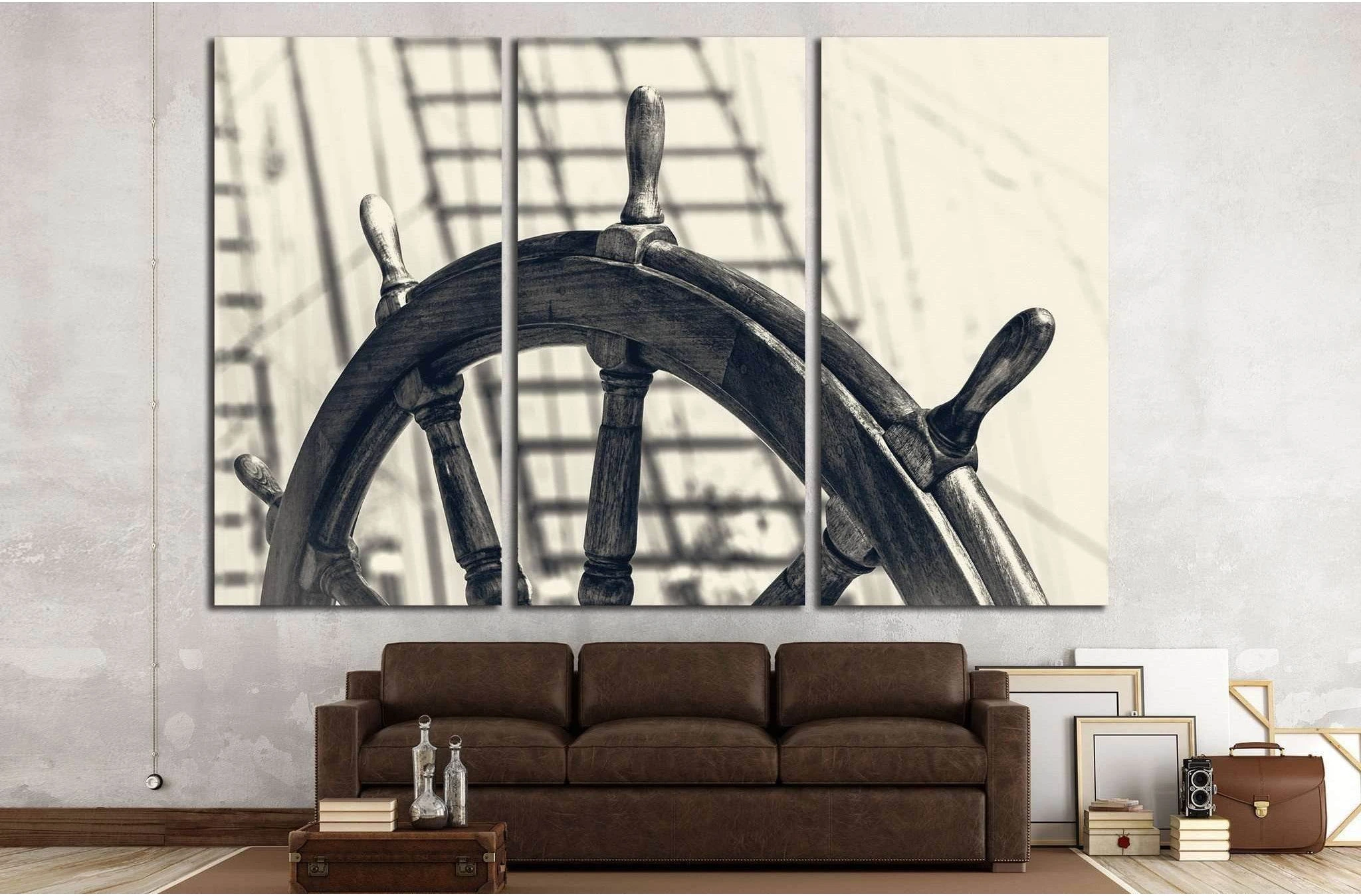 Old Yacht Wheel №215 Ready to Hang Canvas Print - Zellart Canvas Prints ALL_Products, wd-215