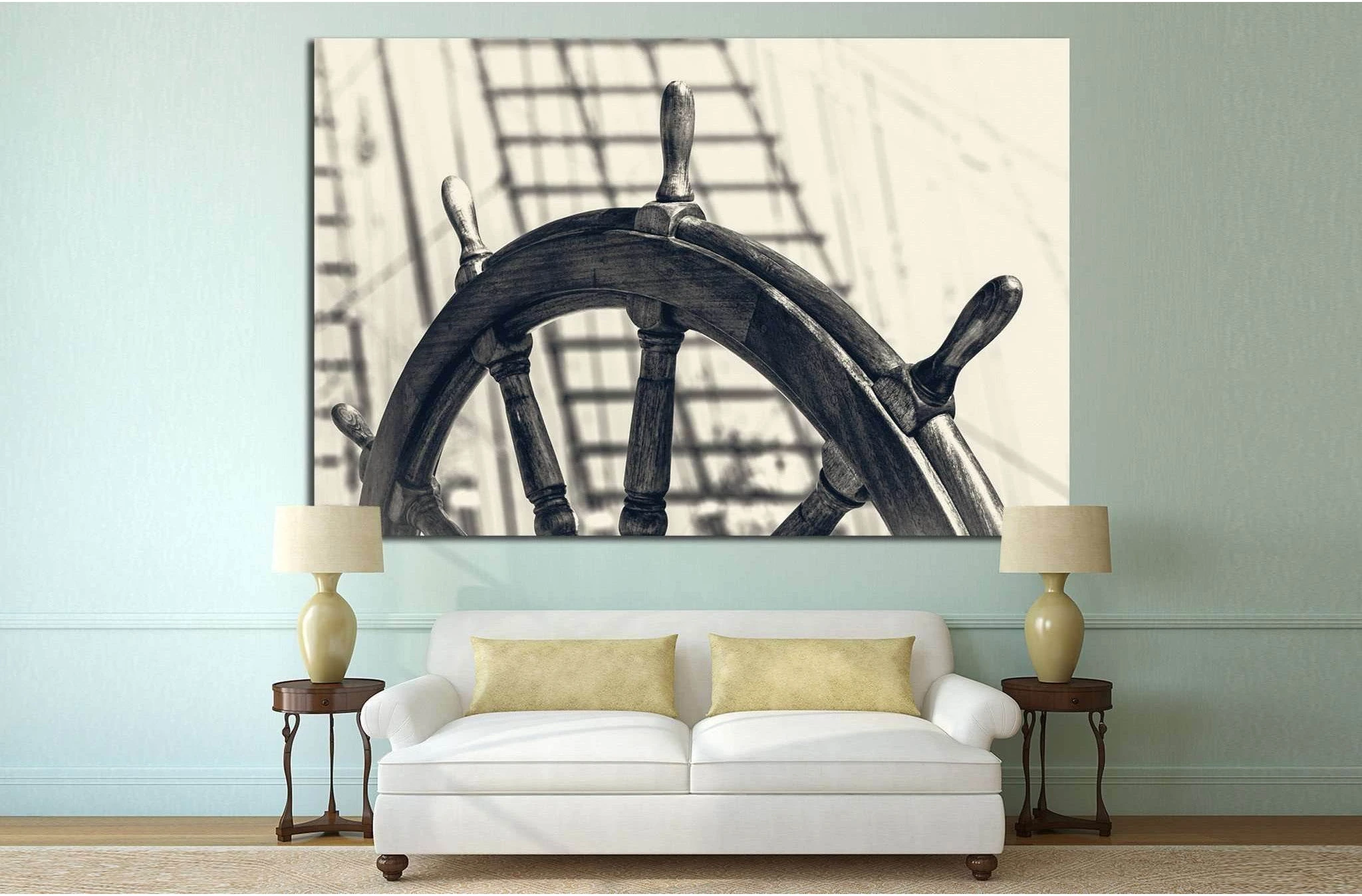 Old Yacht Wheel №215 Ready to Hang Canvas Print - Zellart Canvas Prints ALL_Products, wd-215