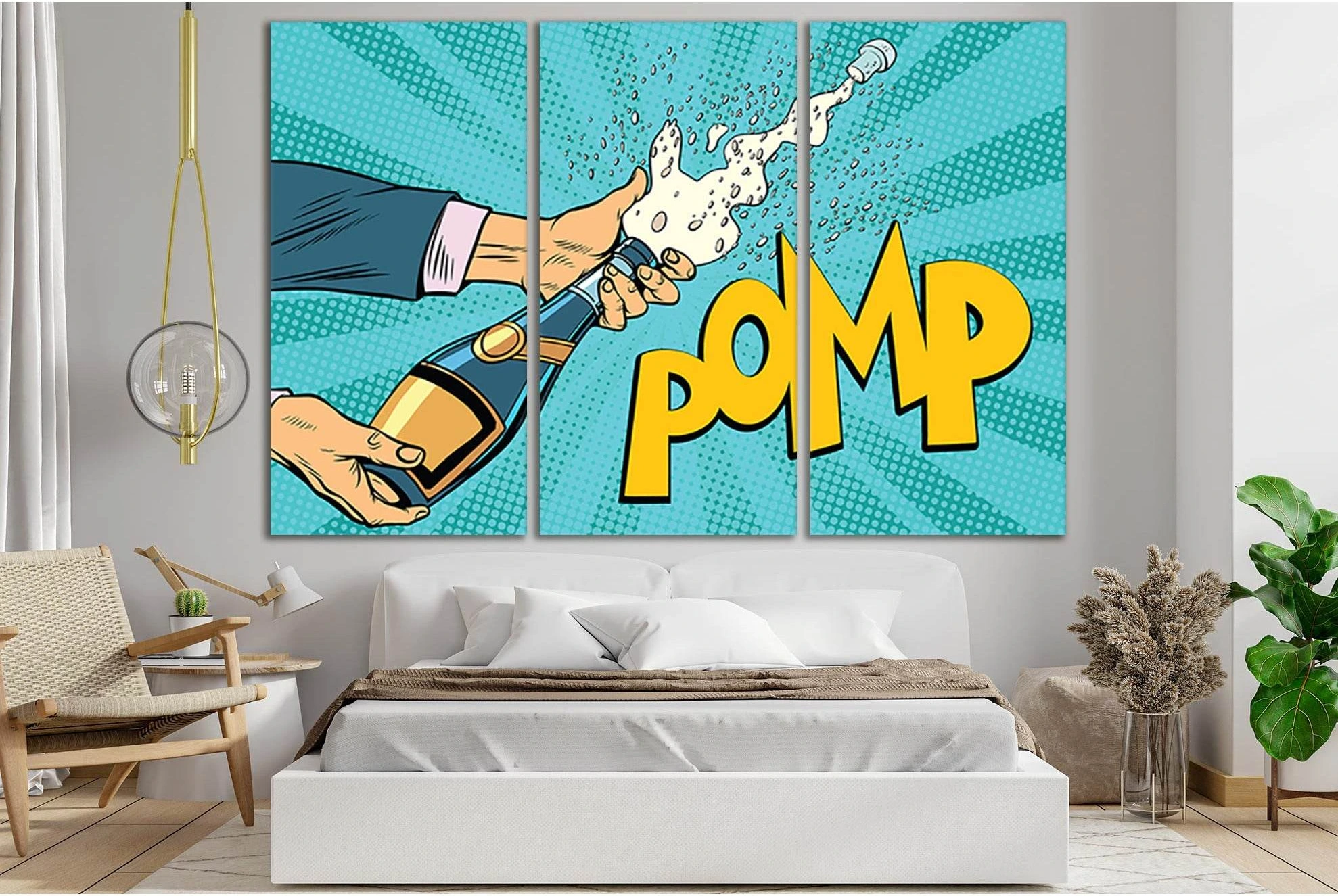 Opening Champagne Bottles Pop Art №SL534 Ready to Hang Canvas Print - Zellart Canvas Prints 0new, ALL_Products, Pop ART