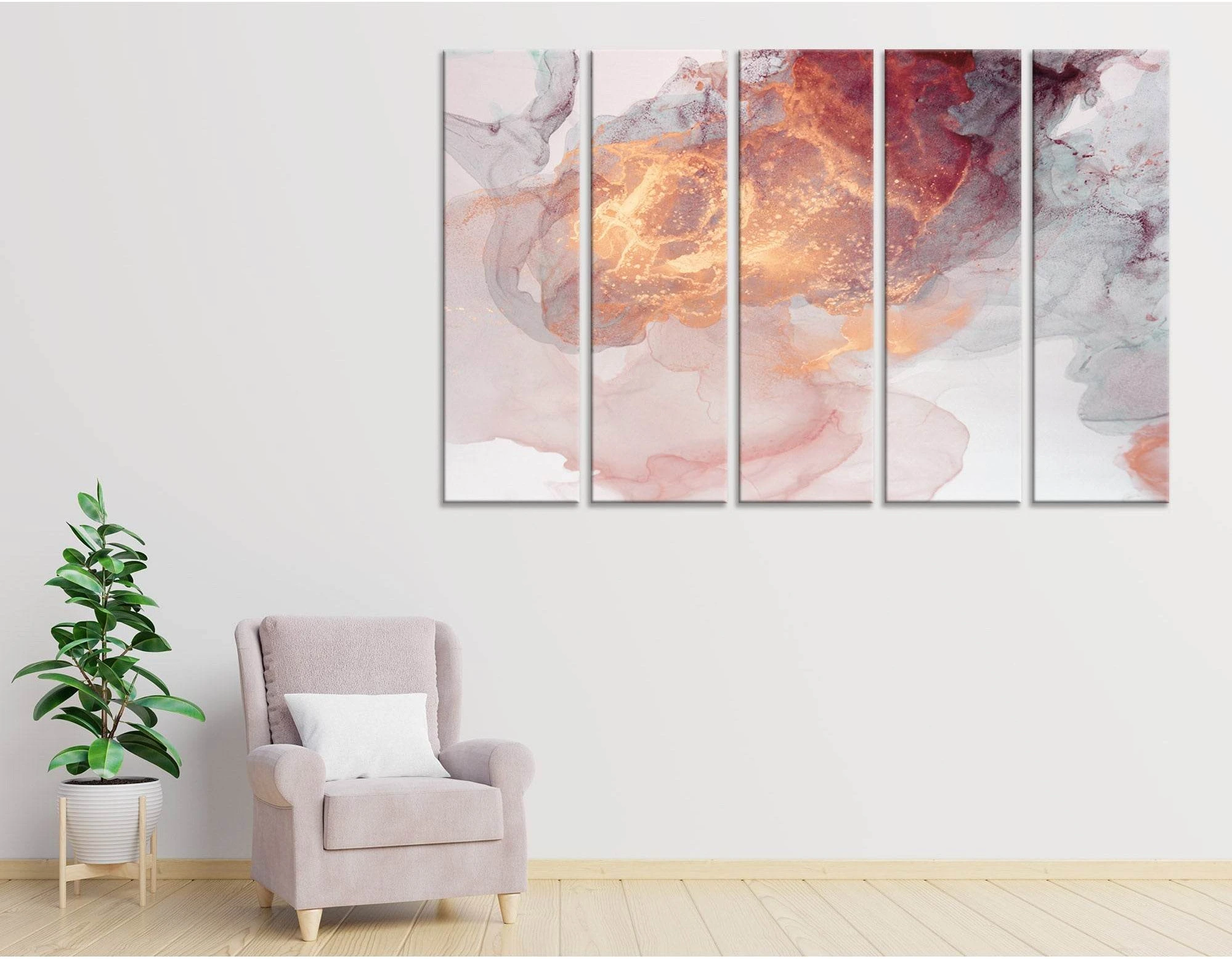 Orange And Gray Abstract №04396 Ready to Hang Canvas Print - Zellart Canvas Prints ALL_Products