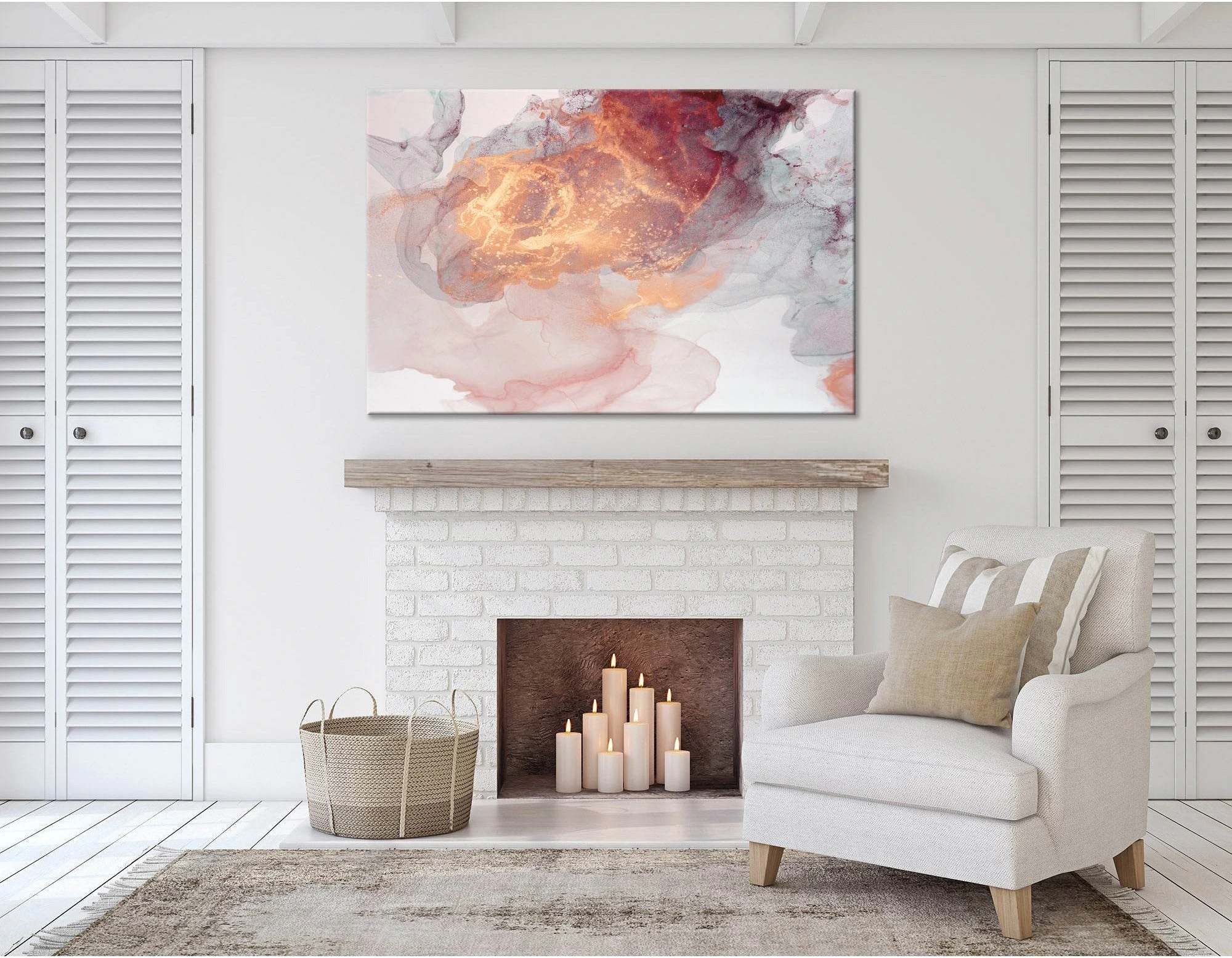 Orange And Gray Abstract №04396 Ready to Hang Canvas Print - Zellart Canvas Prints ALL_Products