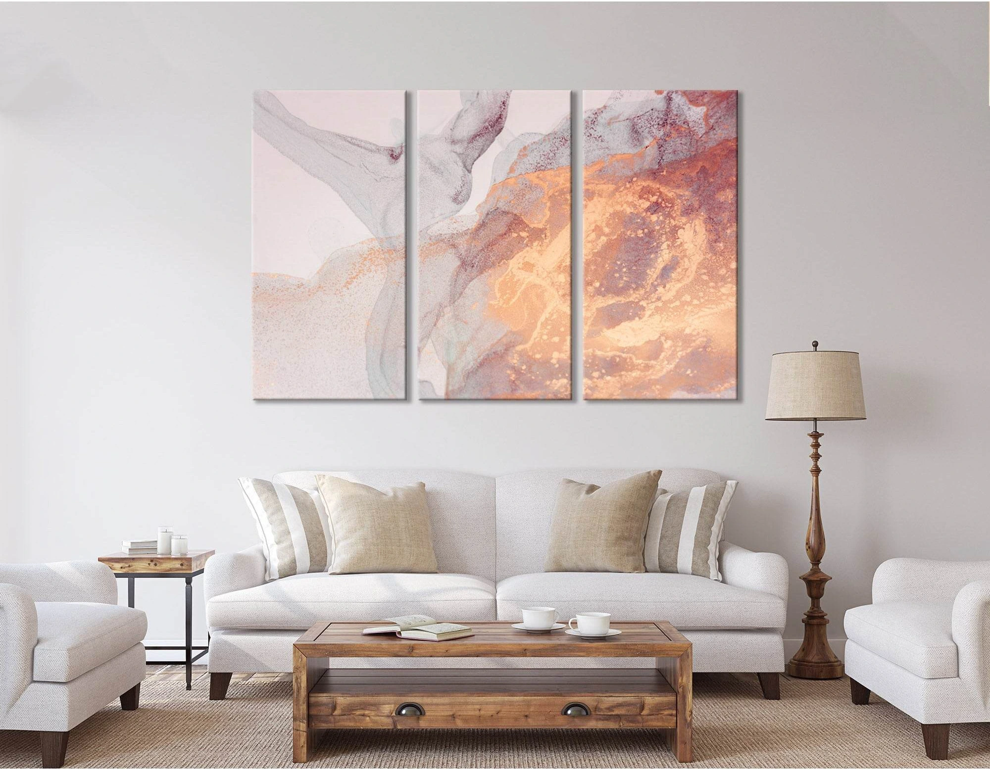 Orange And Gray Trendy Abstract №04419 Ready to Hang Canvas Print - Zellart Canvas Prints ALL_Products