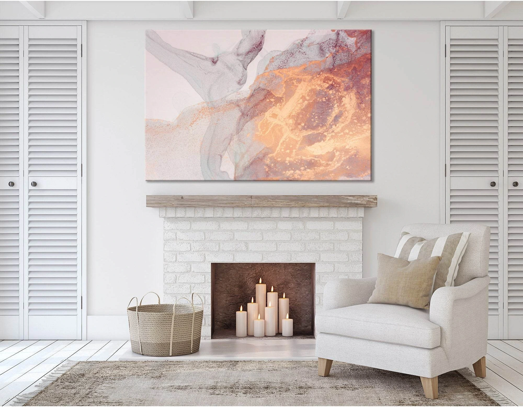 Orange And Gray Trendy Abstract №04419 Ready to Hang Canvas Print - Zellart Canvas Prints ALL_Products