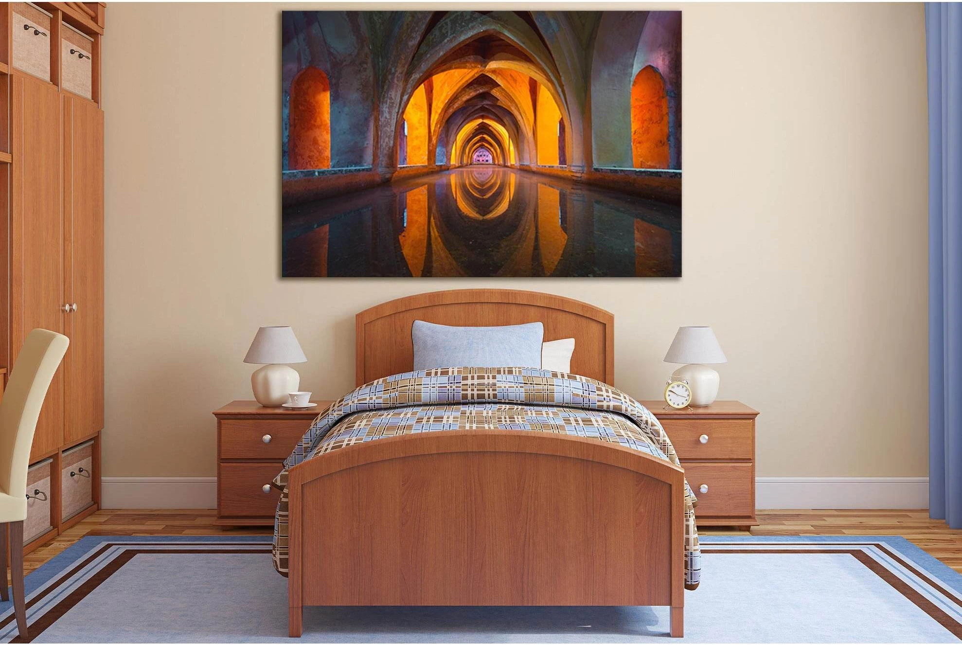 Orange And Gray Tunnel №SL1361 Ready to Hang Canvas Print - Zellart Canvas Prints 0new, ALL_Products, Architecture