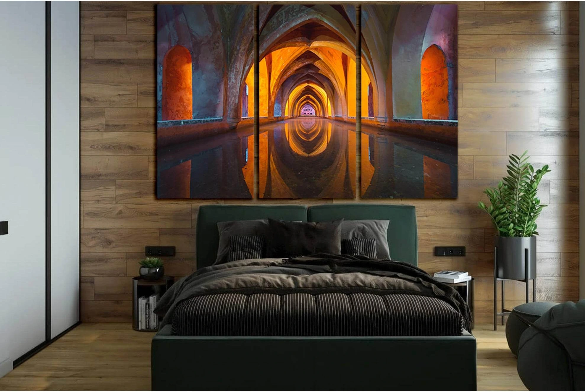 Orange And Gray Tunnel №SL1361 Ready to Hang Canvas Print - Zellart Canvas Prints 0new, ALL_Products, Architecture