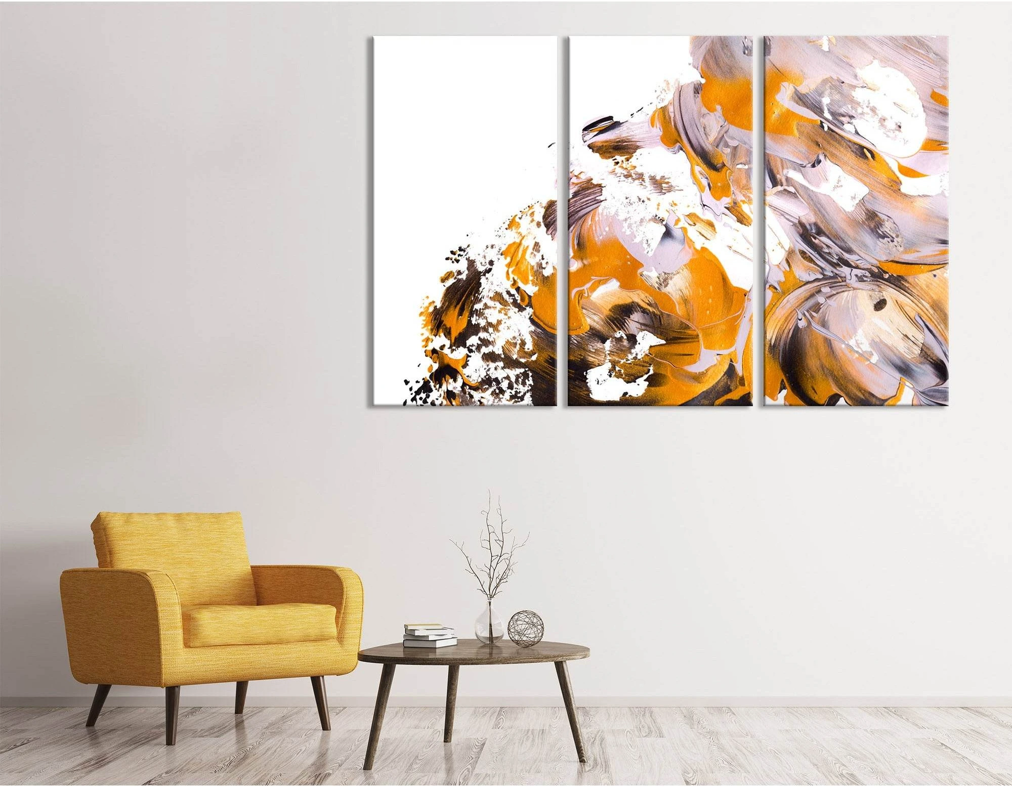 Orange And White Trendy Abstract №04409 Ready to Hang Canvas Print - Zellart Canvas Prints ALL_Products