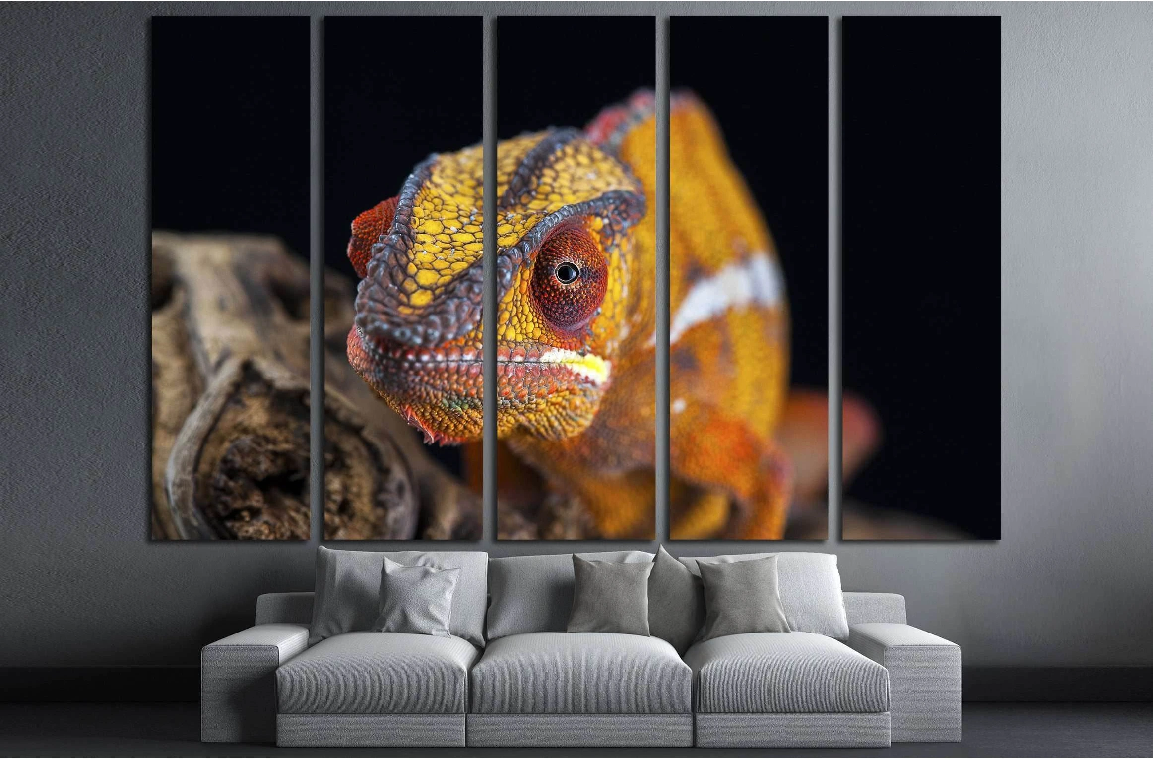 orange chameleon isolated on black background №3261 Ready to Hang Canvas Print - Zellart Canvas Prints ALL_Products, s-3261