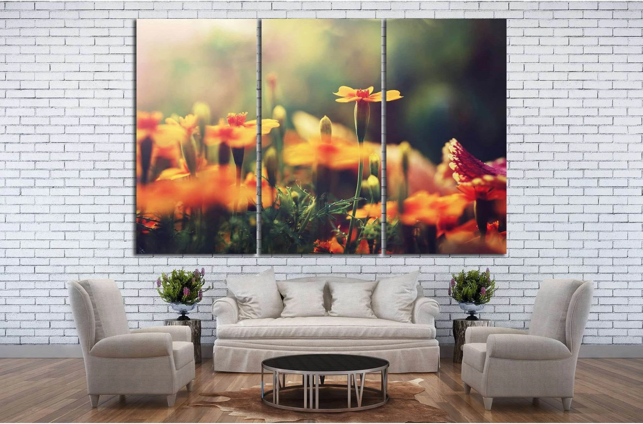 Orange flowers №22 Ready to Hang Canvas Print - Zellart Canvas Prints ALL_Products, s-22