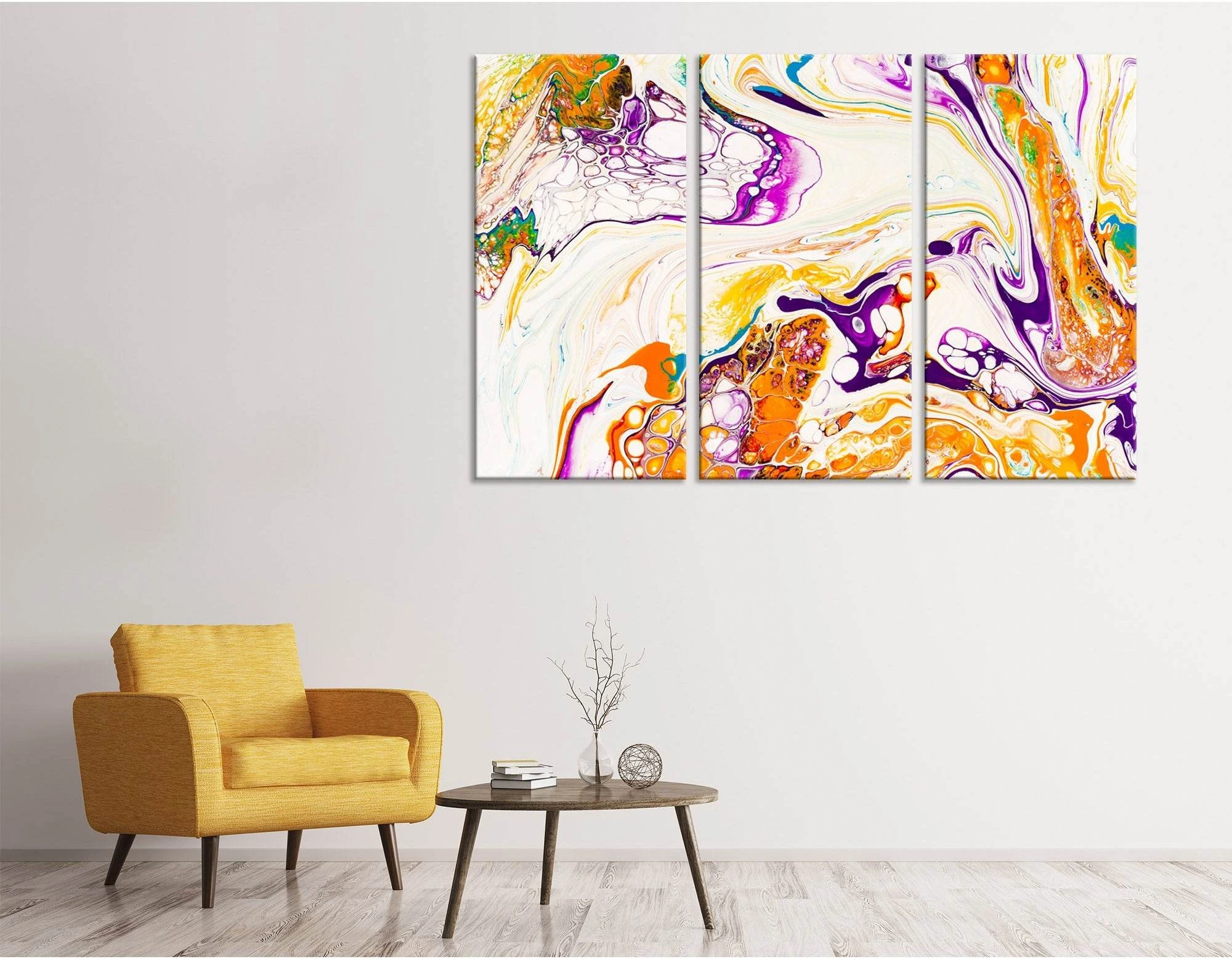 Orange, Purple And Yellow Abstract №04395 Ready to Hang Canvas Print - Zellart Canvas Prints ALL_Products