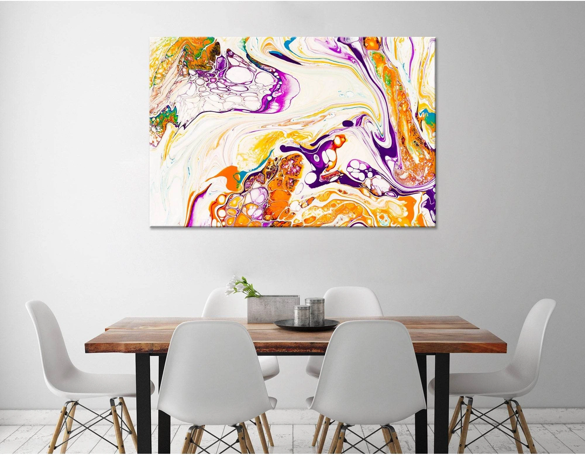 Orange, Purple And Yellow Abstract №04395 Ready to Hang Canvas Print - Zellart Canvas Prints ALL_Products