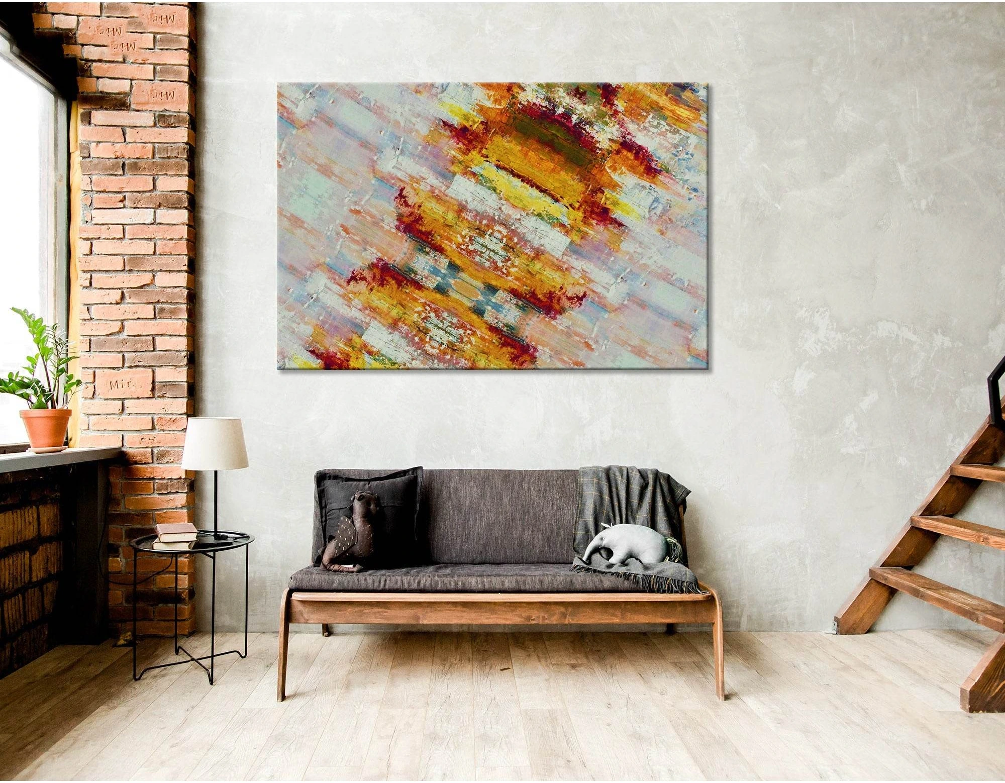 Orange Shabby Modish Abstract №04406 Ready to Hang Canvas Print - Zellart Canvas Prints ALL_Products
