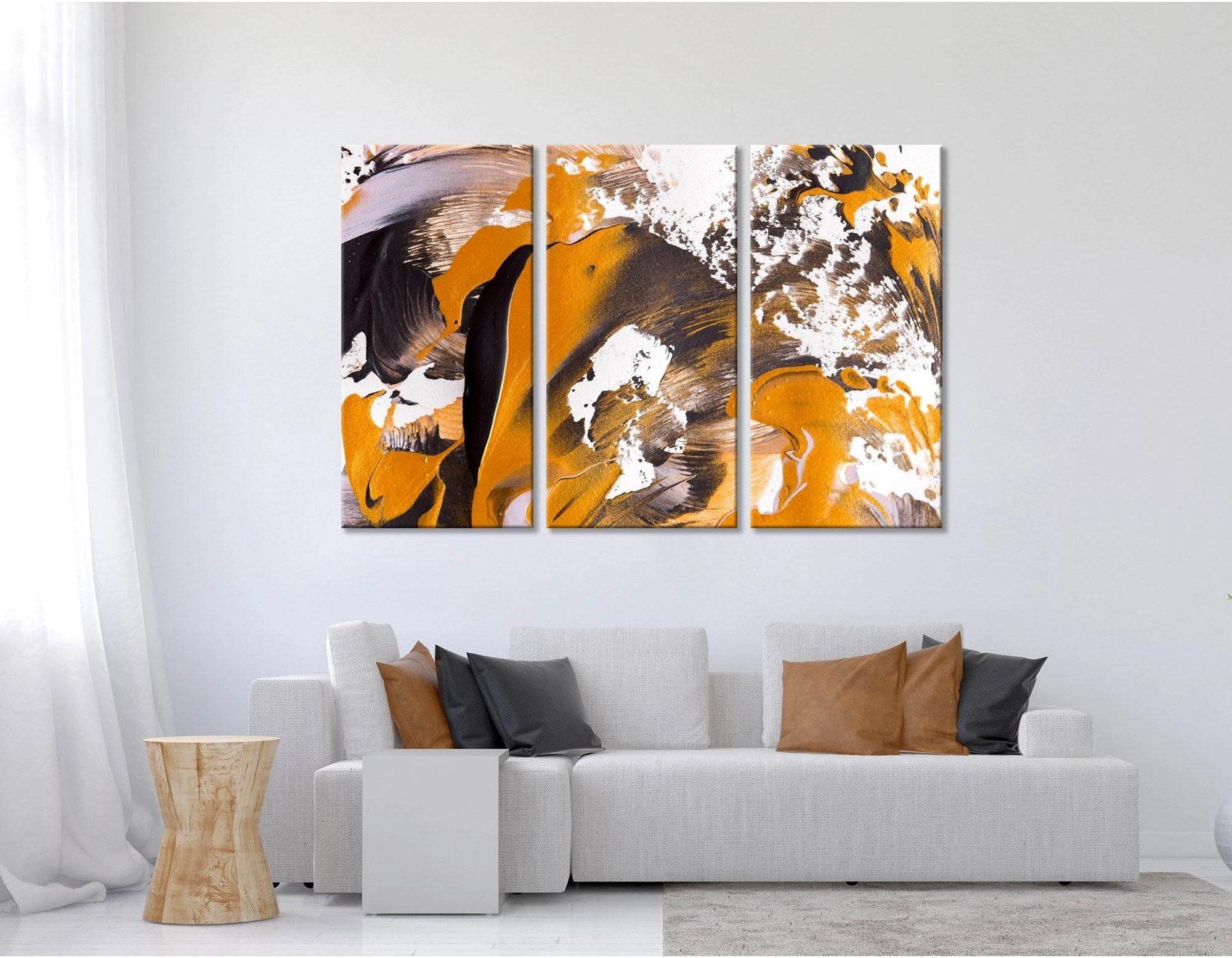 Orange, White And Black Stylish Abstract №04410 Ready to Hang Canvas Print - Zellart Canvas Prints ALL_Products