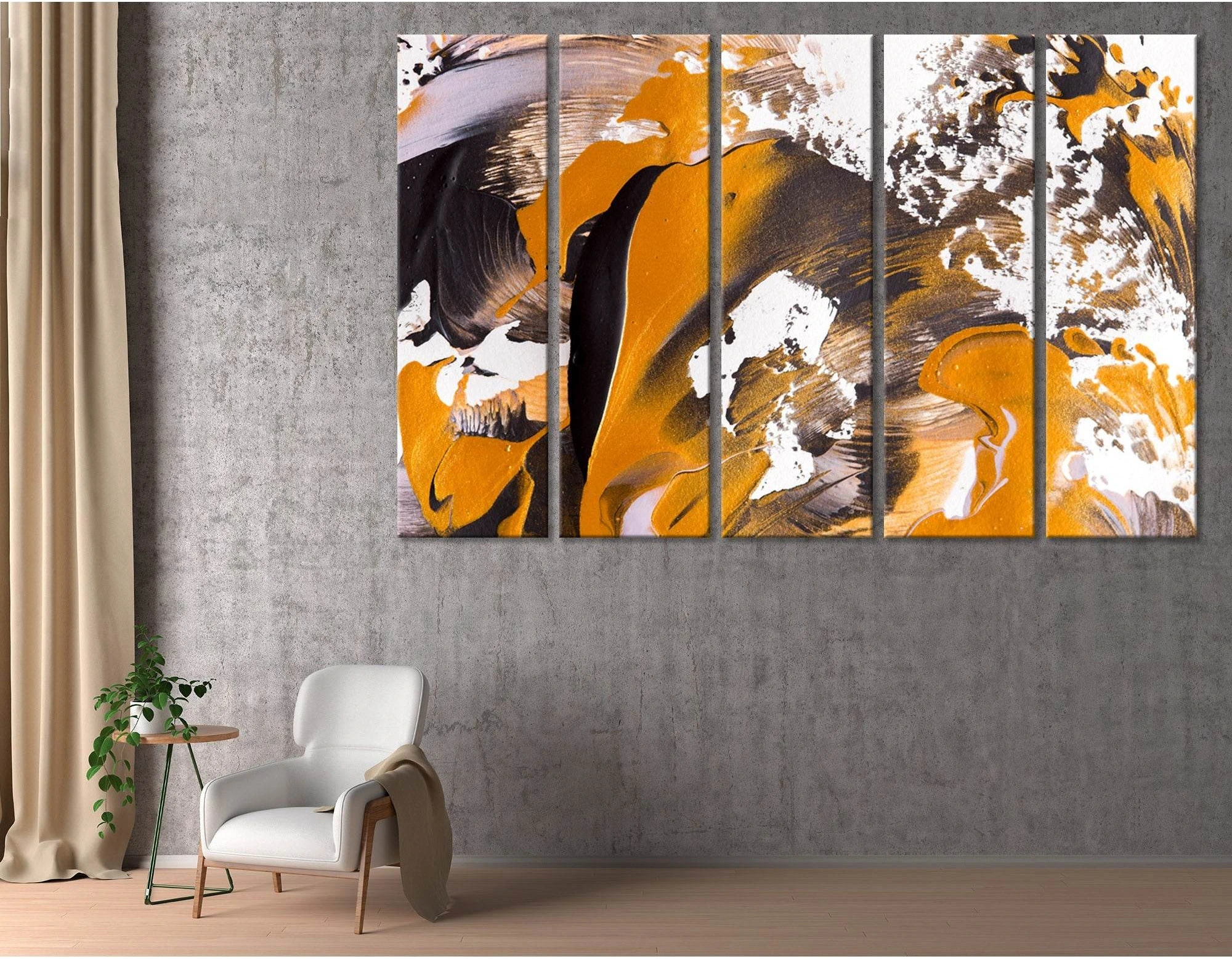 Orange, White And Black Stylish Abstract №04410 Ready to Hang Canvas Print - Zellart Canvas Prints ALL_Products