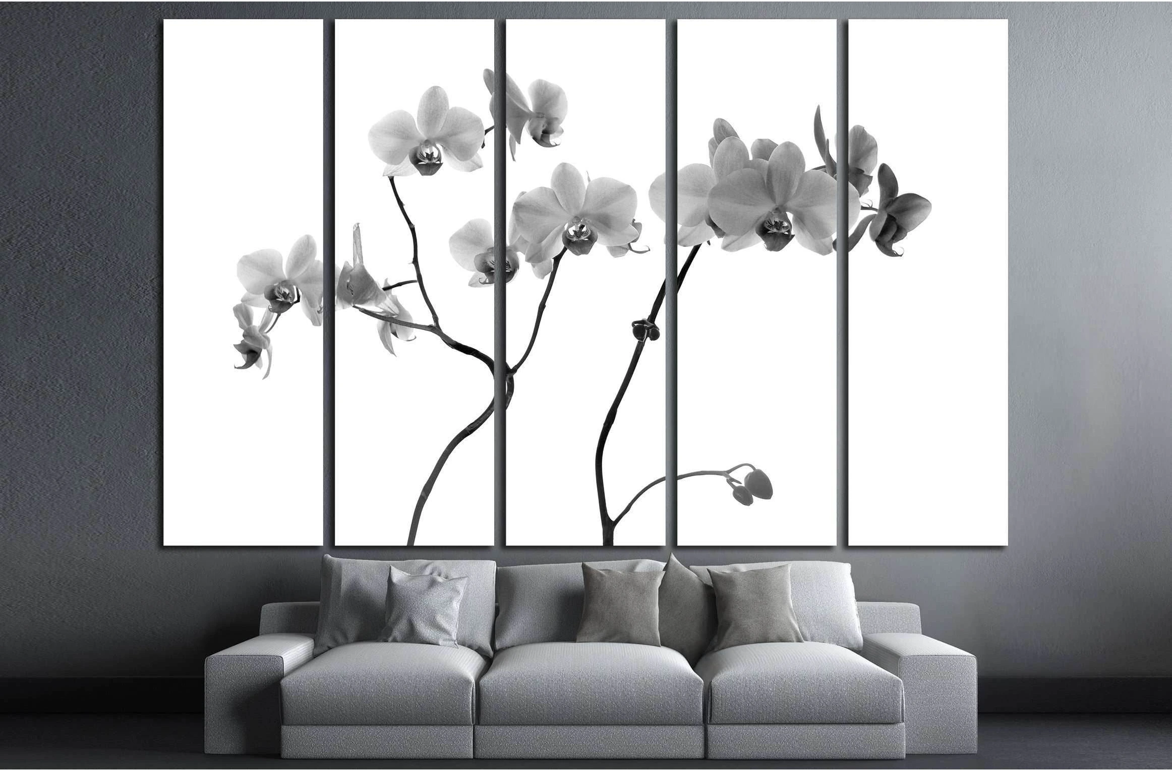 Orchid flowers close on gray background №3267 Ready to Hang Canvas Print - Zellart Canvas Prints ALL_Products, s-3267