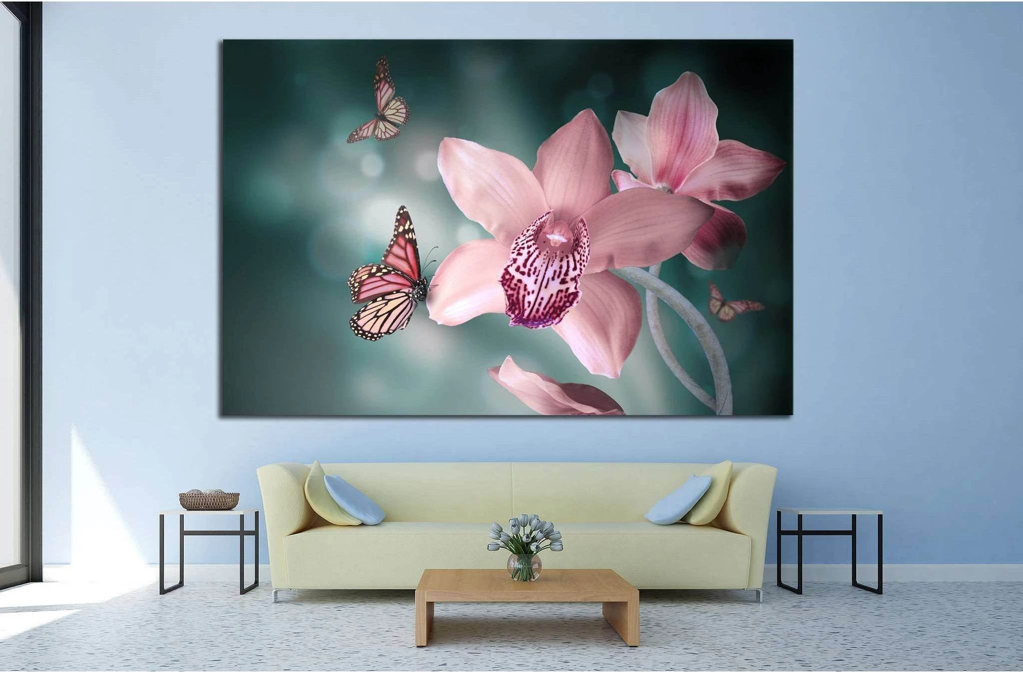 Orchids with a butterfly №729 Ready to Hang Canvas Print - Zellart Canvas Prints ALL_Products, s-729