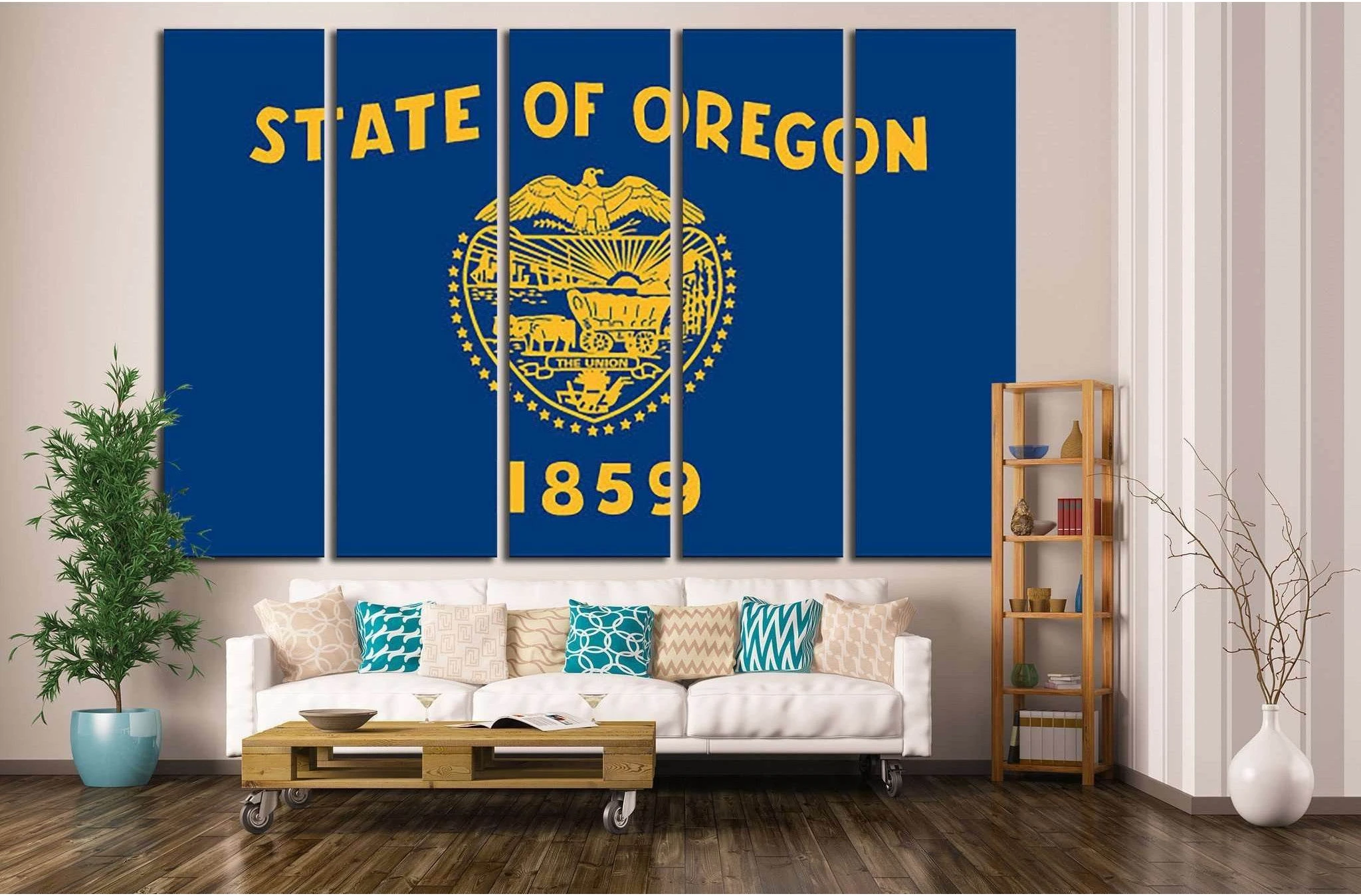 Oregon State Flag №683 Ready to Hang Canvas Print - Zellart Canvas Prints ALL_Products, s-683