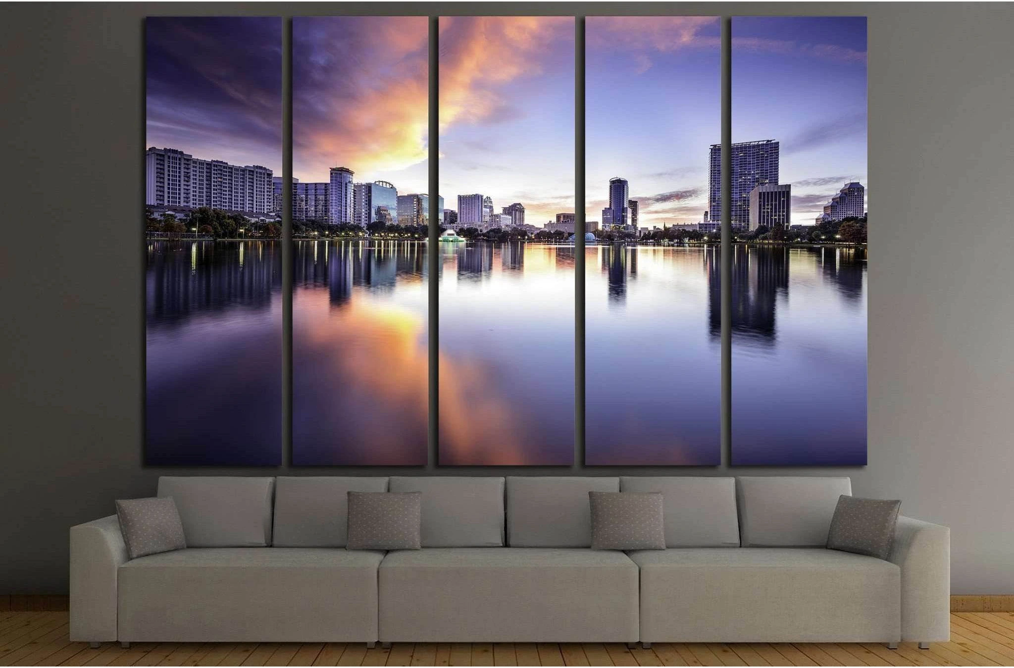 Orlando, Florida, USA downtown city skyline at Lake Eola №1939 Ready to Hang Canvas Print - Zellart Canvas Prints ALL_Products, s-1939