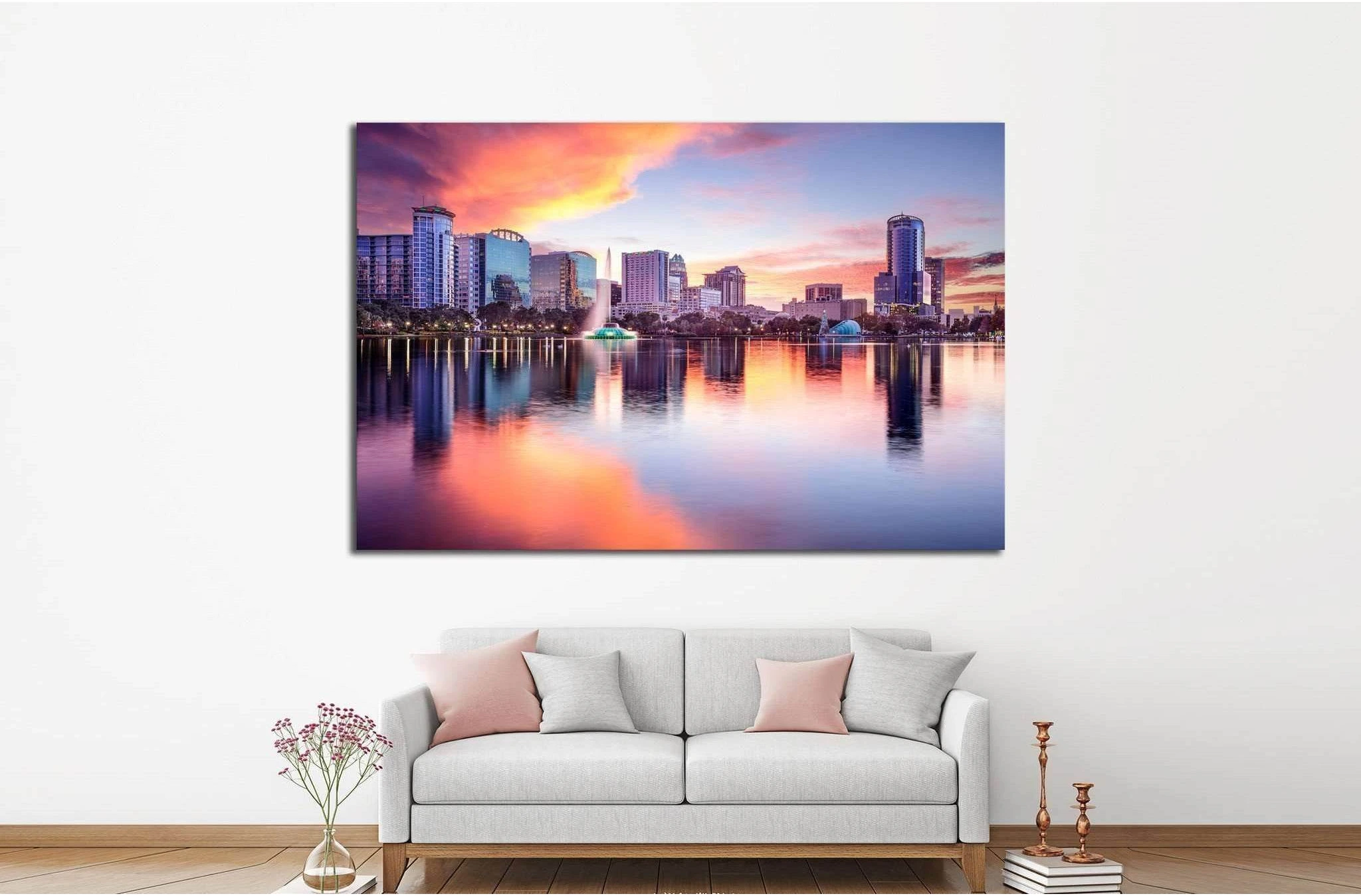 Orlando, Florida, USA downtown city skyline from Eola Park №1691 Ready to Hang Canvas Print - Zellart Canvas Prints ALL_Products, s-1691