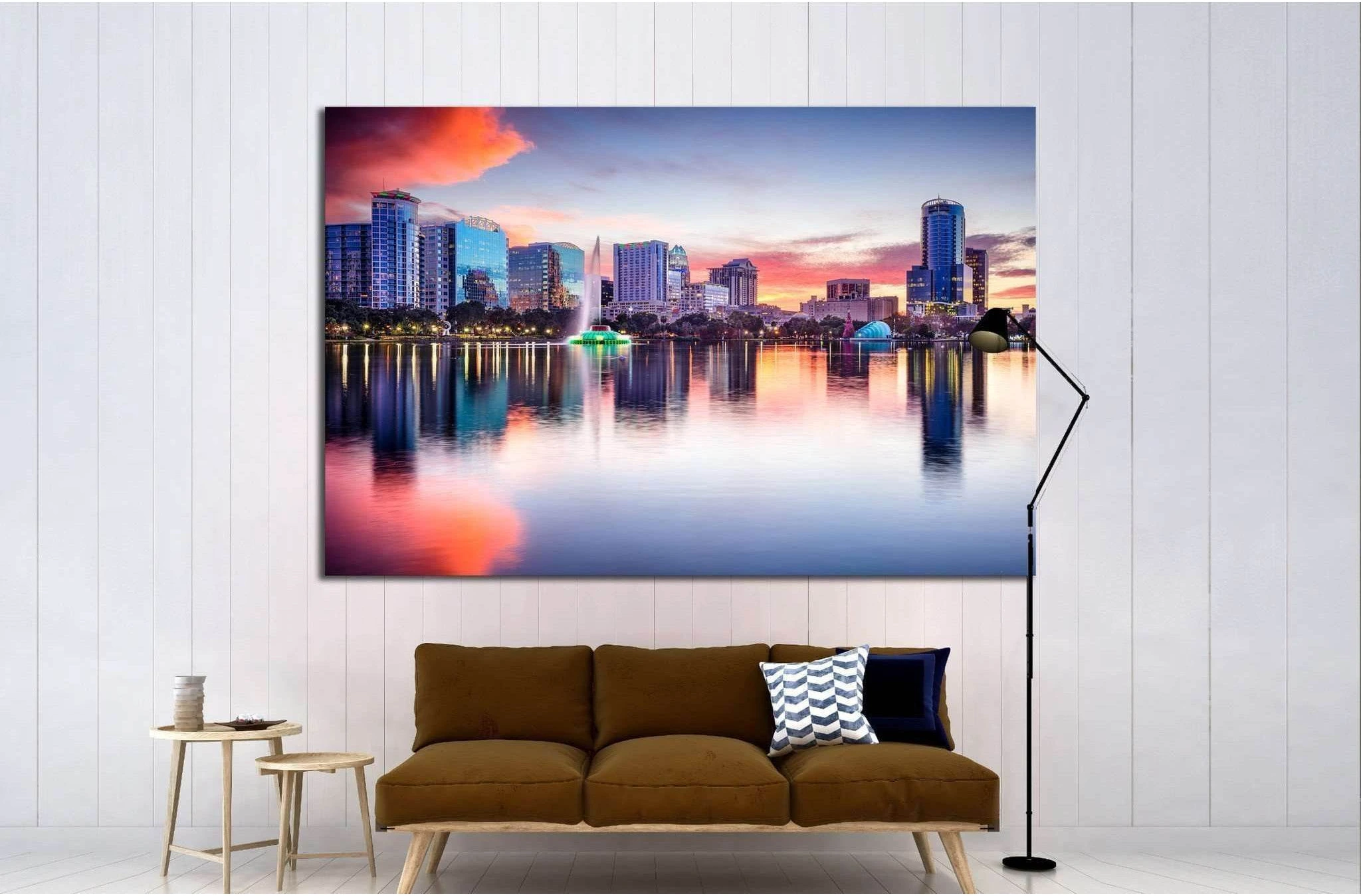 Orlando, Florida, USA skyline at Eola Lake №1696 Ready to Hang Canvas Print - Zellart Canvas Prints ALL_Products, s-1696