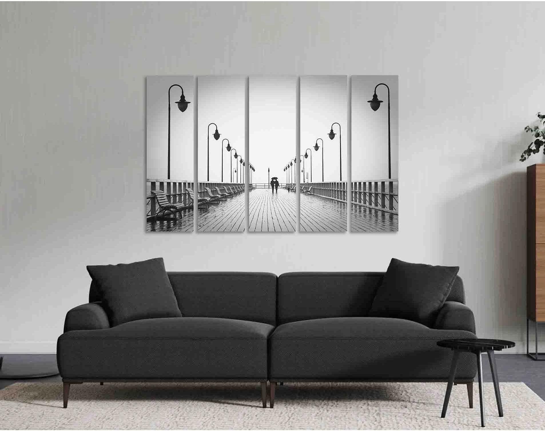 Orlowo beach №D2824 Ready to Hang Canvas Print - Zellart Canvas Prints 0new, ALL_Products, Black & White Wall Art