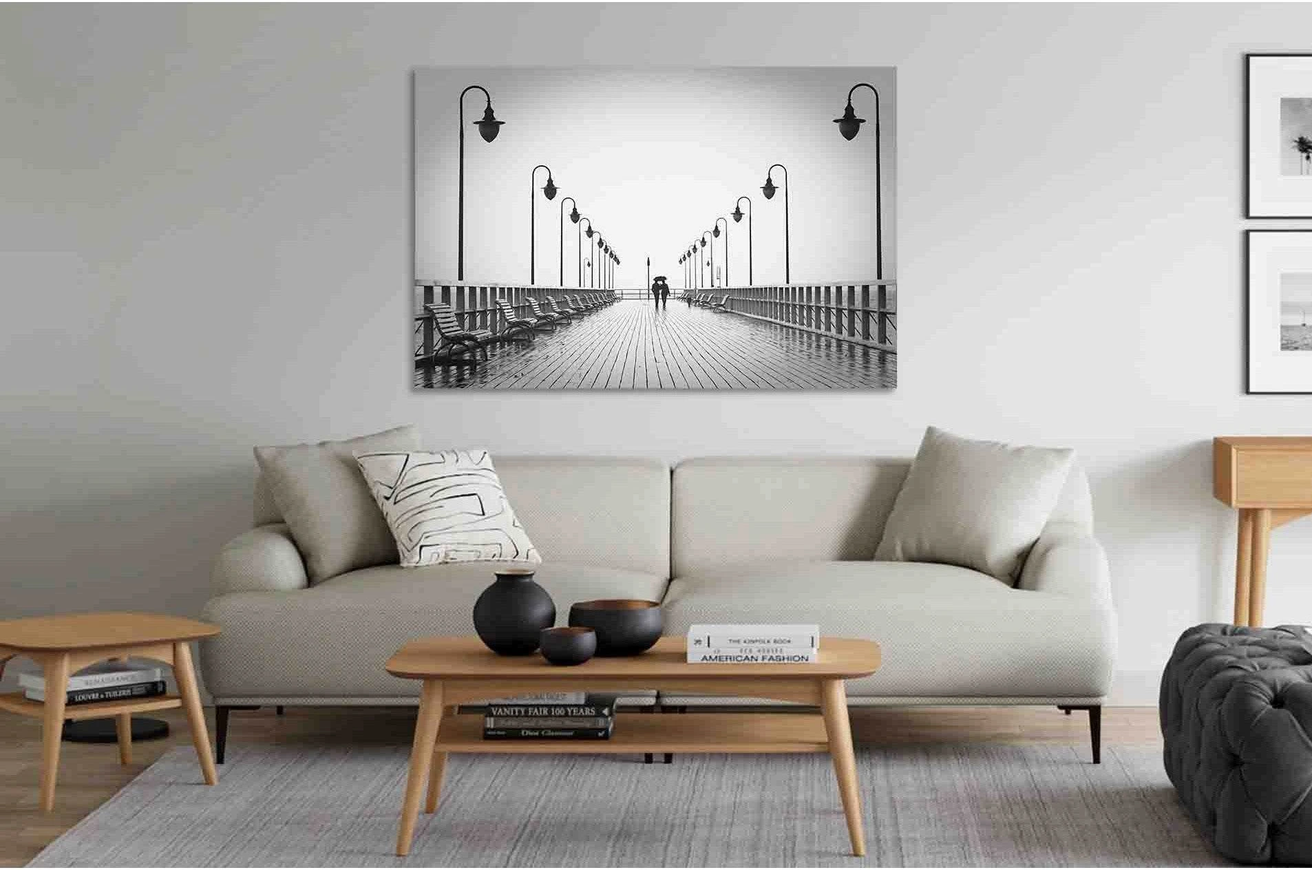 Orlowo beach №D2824 Ready to Hang Canvas Print - Zellart Canvas Prints 0new, ALL_Products, Black & White Wall Art