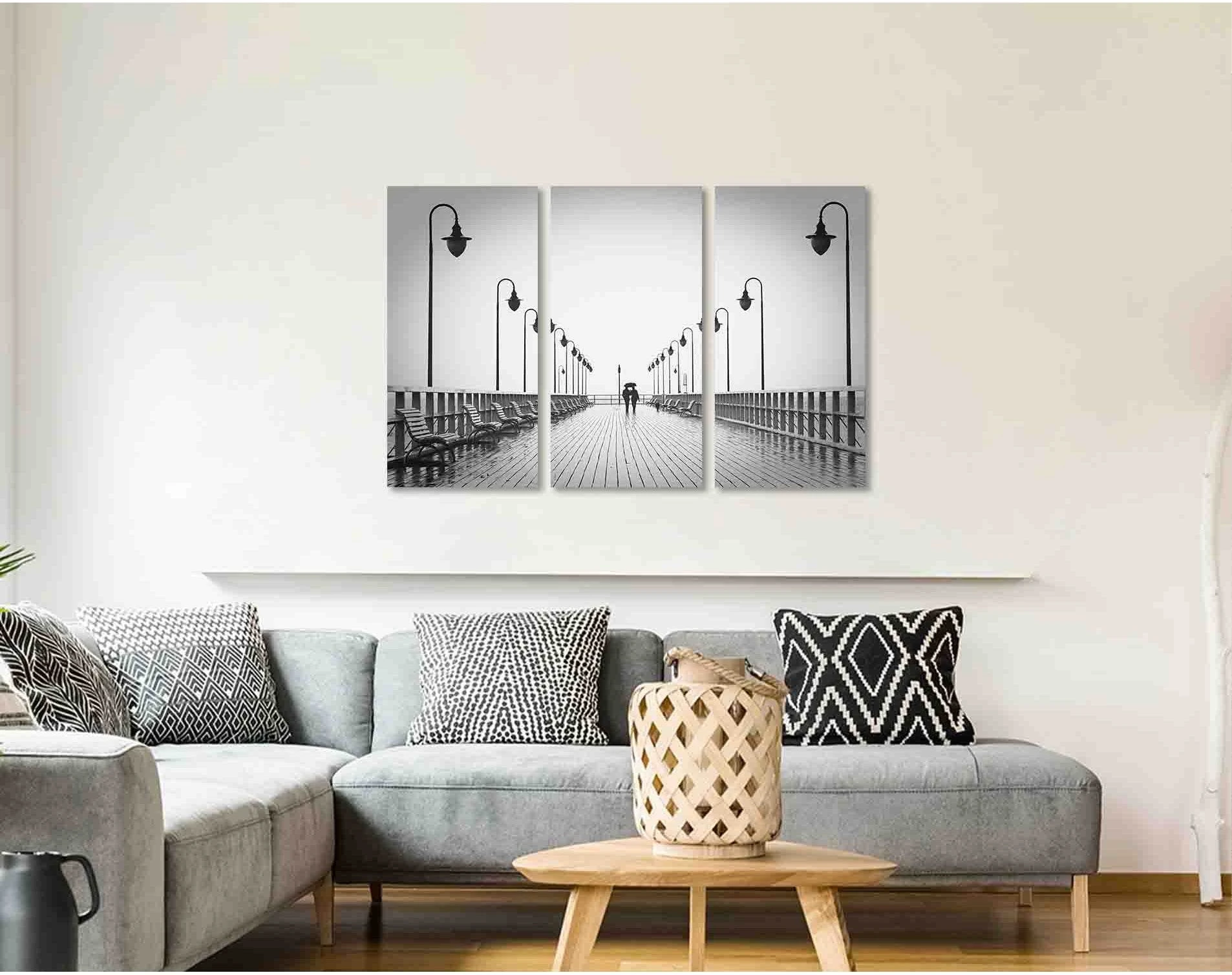 Orlowo beach №D2824 Ready to Hang Canvas Print - Zellart Canvas Prints 0new, ALL_Products, Black & White Wall Art