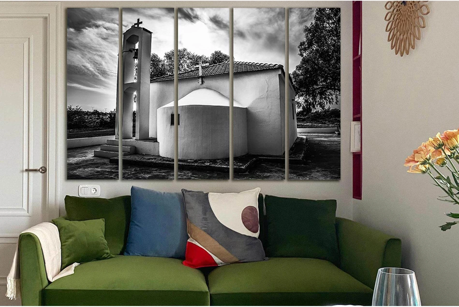 Orthodox Church Black And White №SL883 Ready to Hang Canvas Print - Zellart Canvas Prints 0new, ALL_Products, Black & White Wall Art