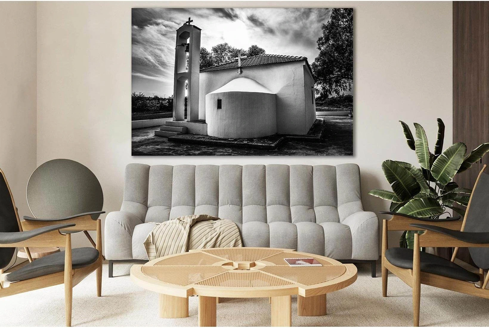 Orthodox Church Black And White №SL883 Ready to Hang Canvas Print - Zellart Canvas Prints 0new, ALL_Products, Black & White Wall Art